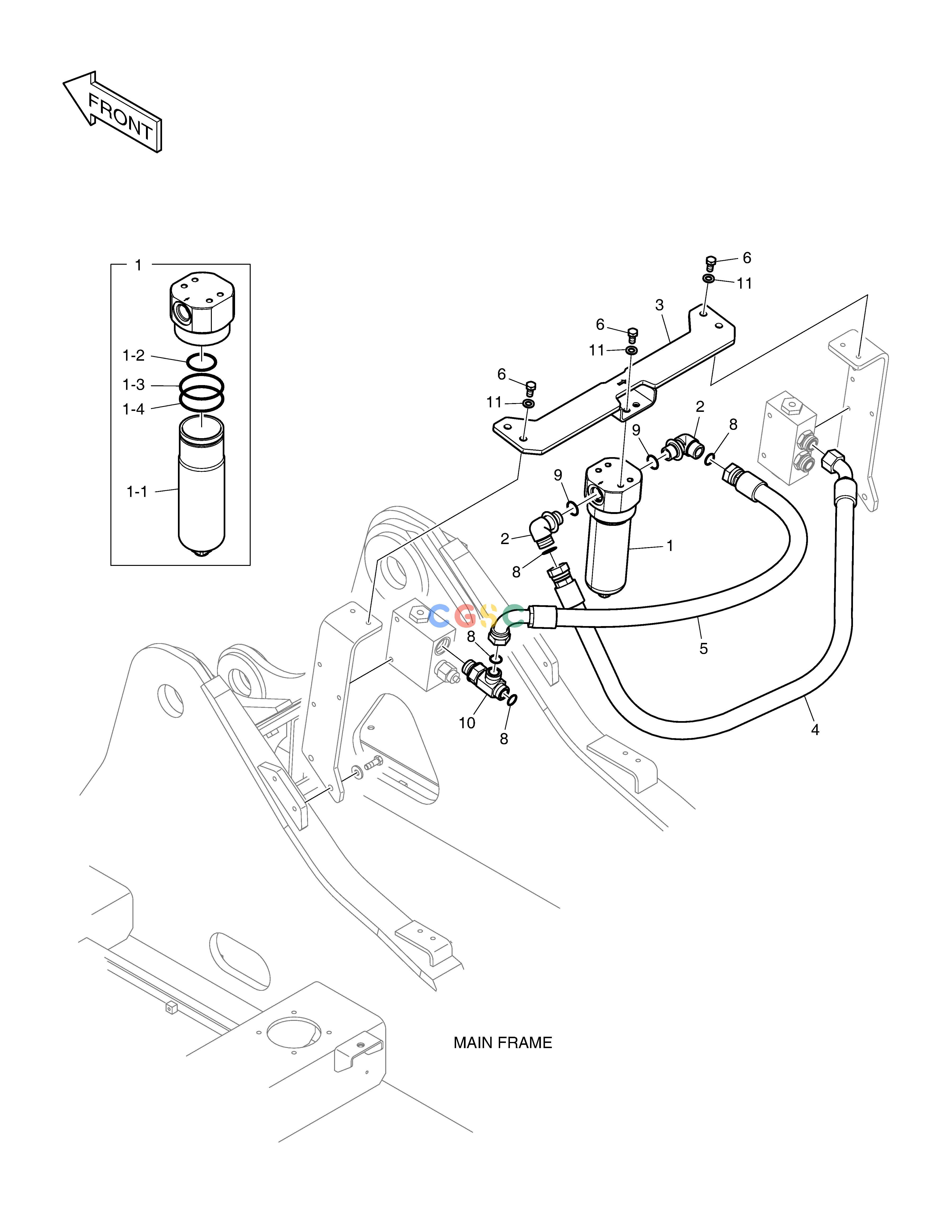 斗山零件查询TWO WAY PIPING - WITH FILTER DX200A Doosan parts catalog online