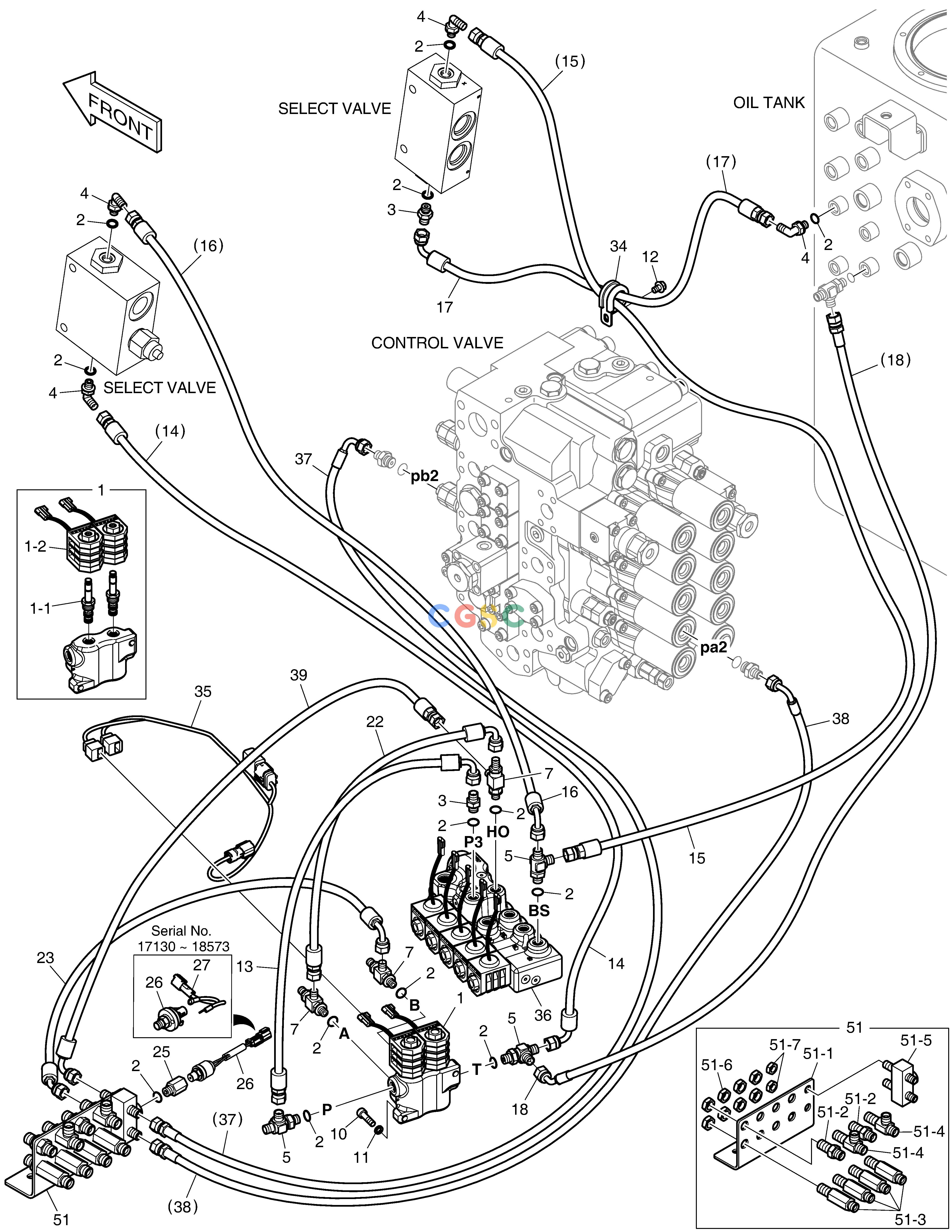 斗山零件查询PILOT PIPING - TWO WAY(1) DX200A Doosan parts catalog online