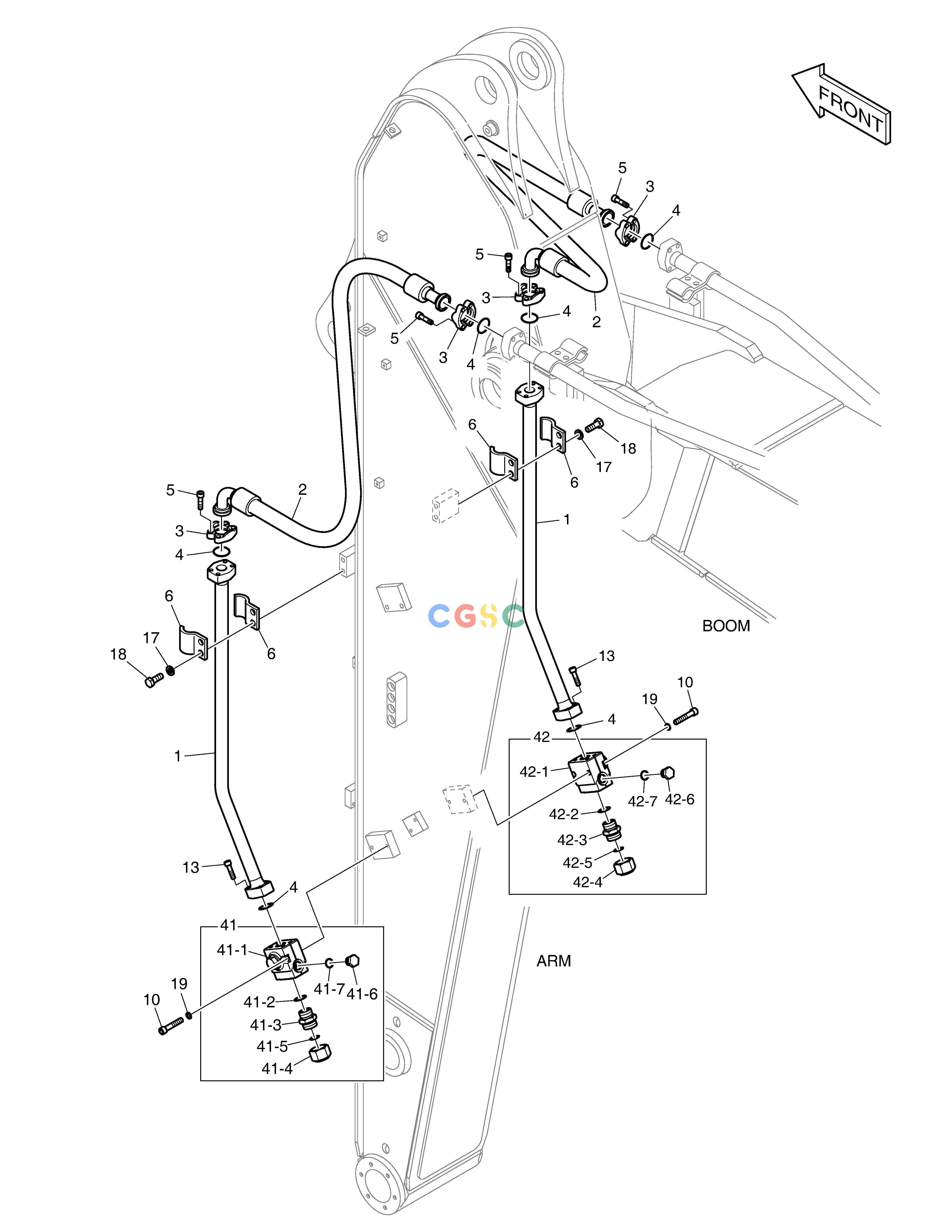 斗山零件查询ARM PIPING - ARM 2.9m(ONE & TWO WAY) DX200A Doosan parts catalog online
