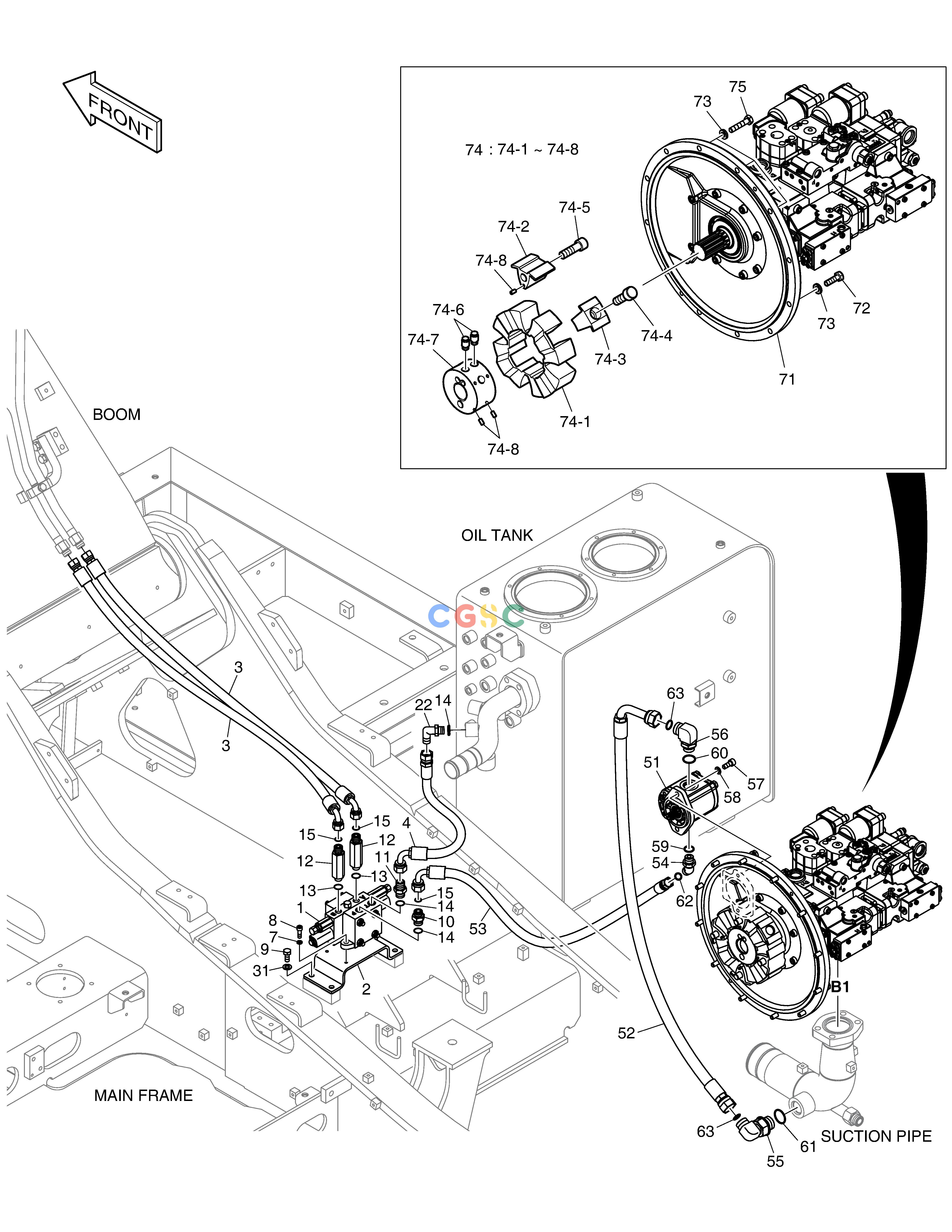 斗山零件查询MAIN PIPING-ROTATION DX200A Doosan parts catalog online