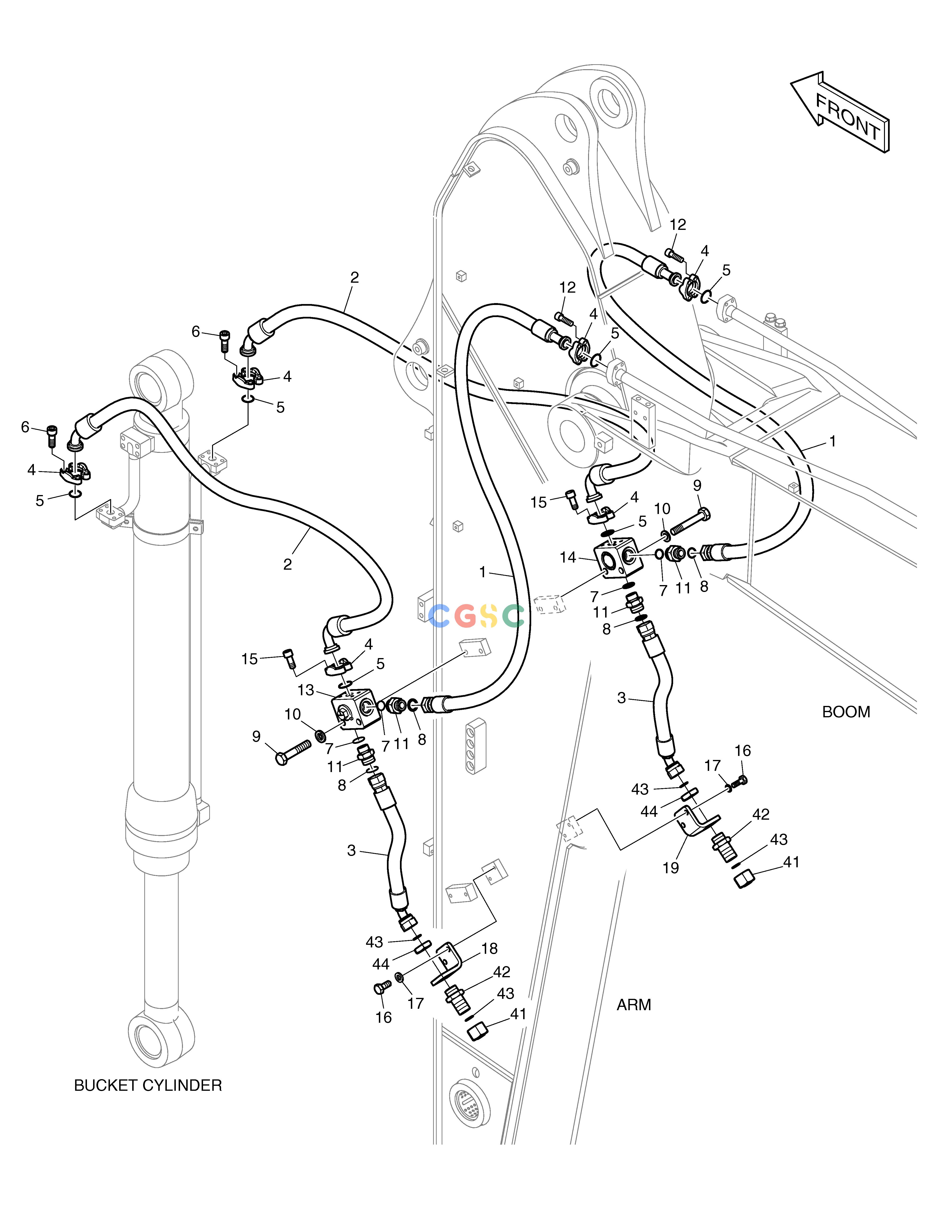 斗山零件查询ARM PIPING - ARM 2.9m(CLAMSHELL) DX200A Doosan parts catalog online