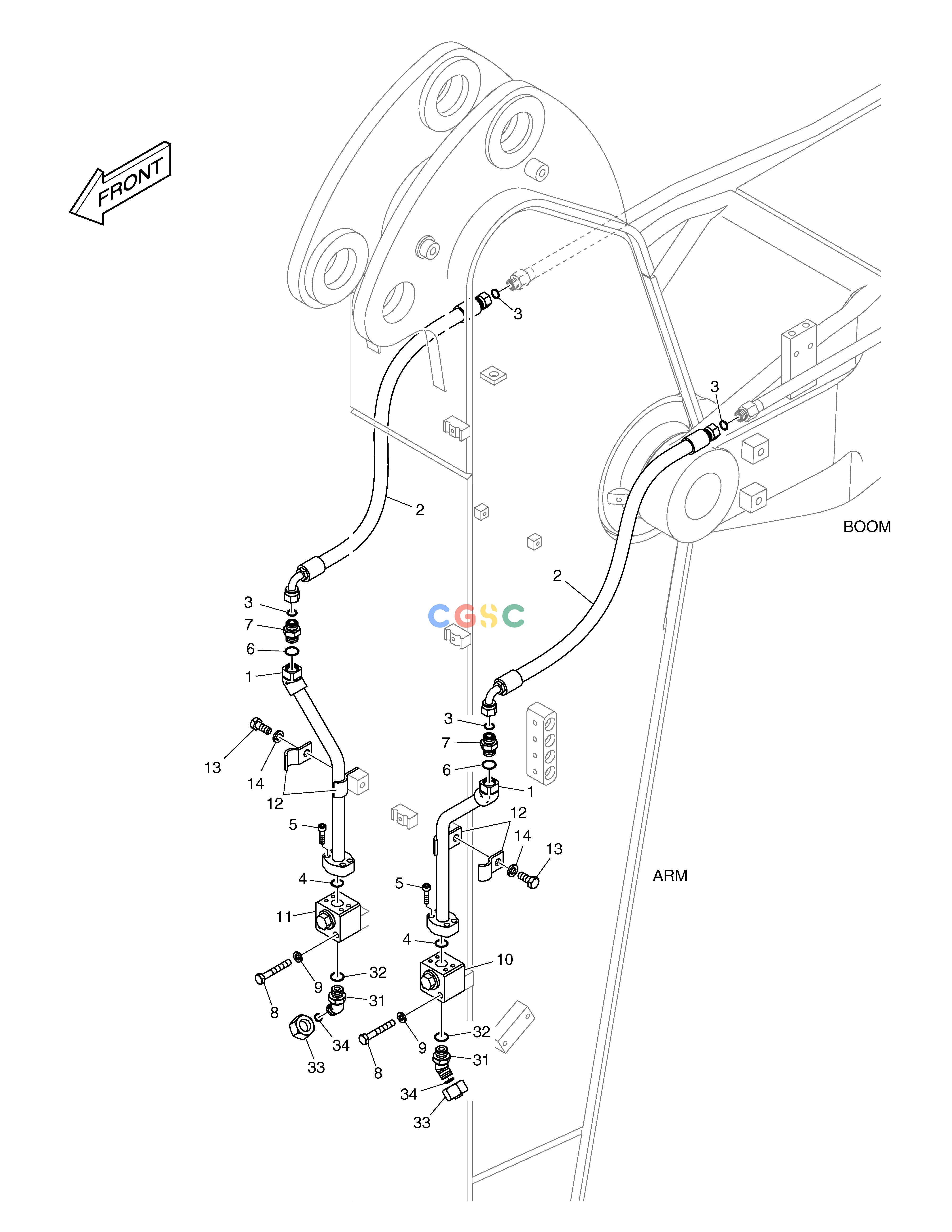 斗山零件查询ARM PIPING - ARM 2.0m(ROTATING) DX200A Doosan parts catalog online