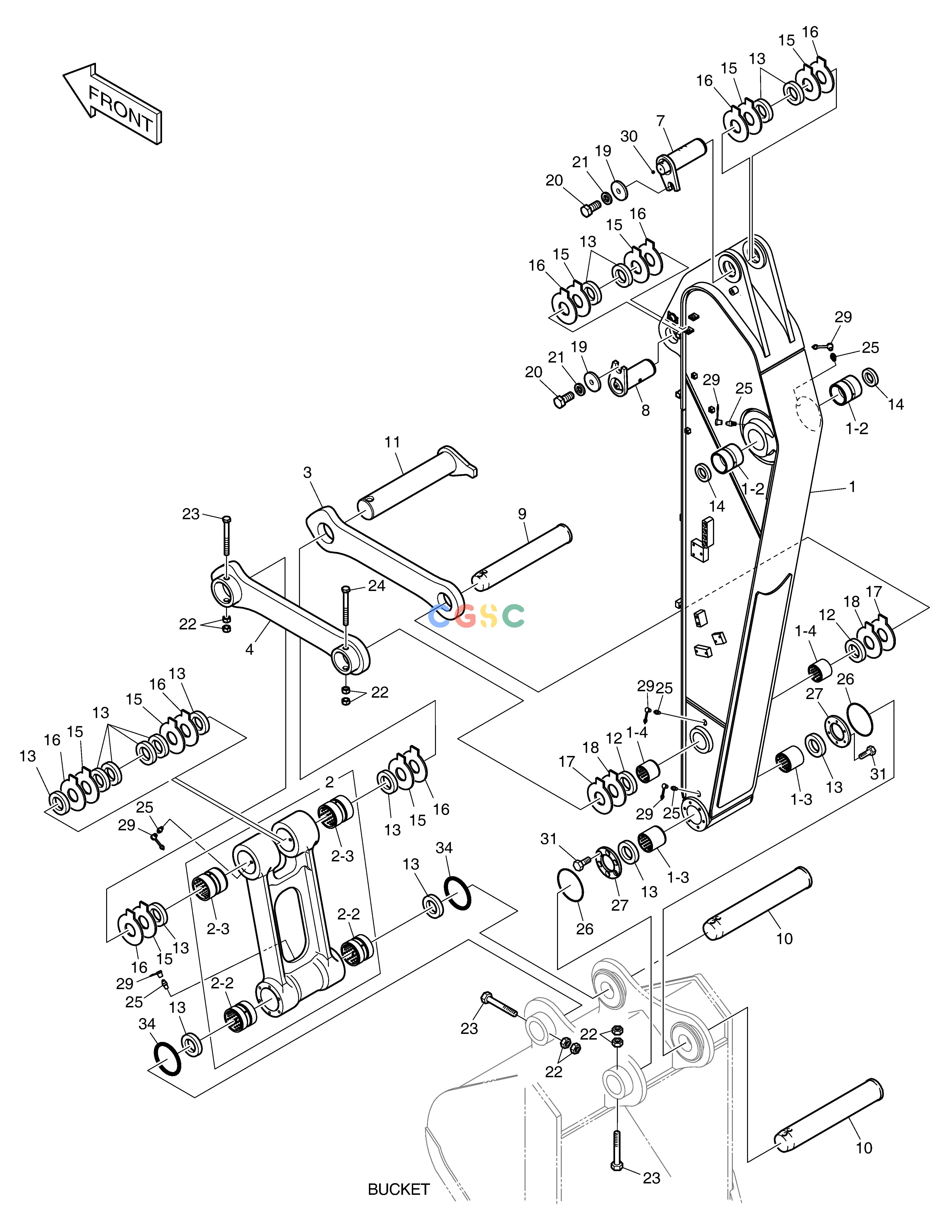 斗山零件查询ARM - 2.4m DX200A Doosan parts catalog online