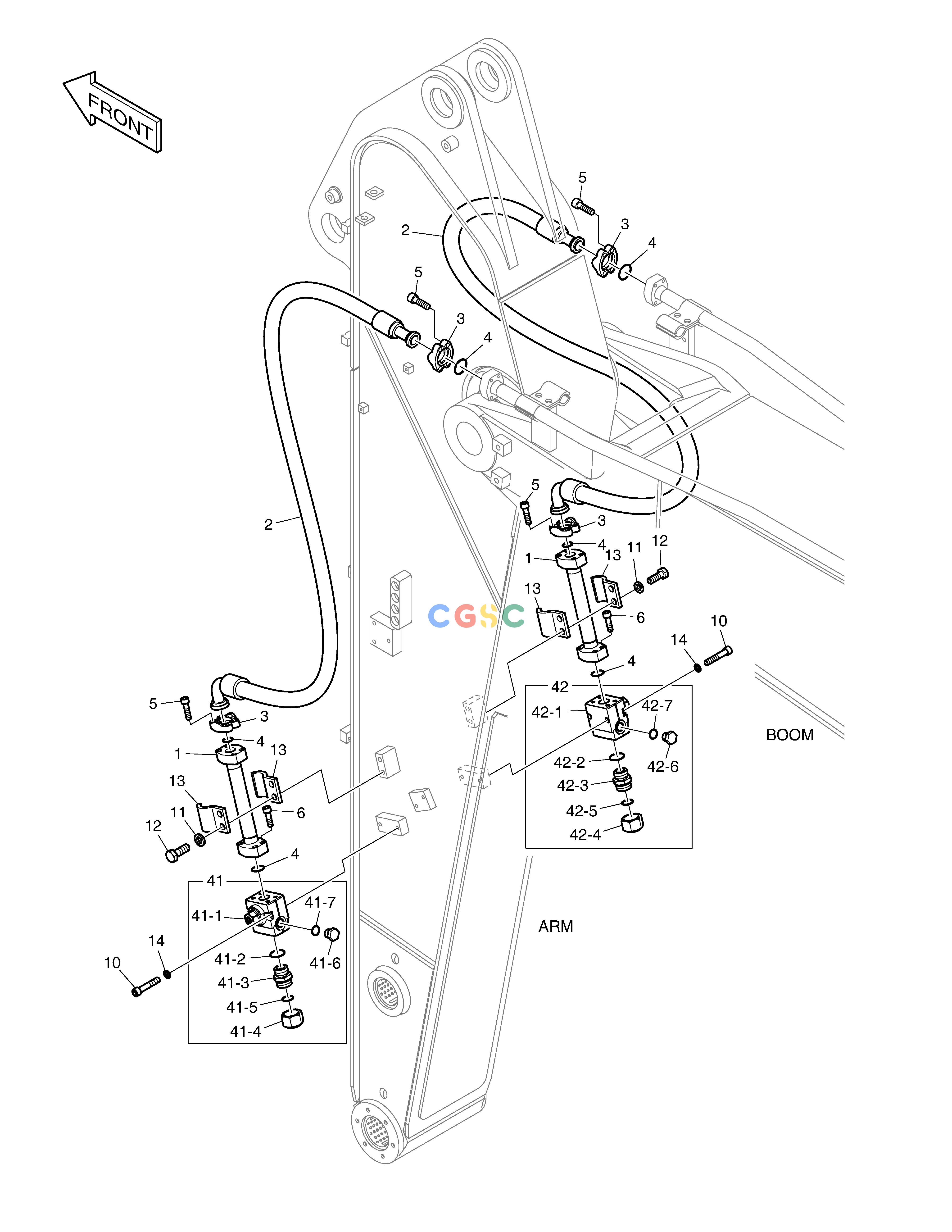 斗山零件查询ARM PIPING - ARM 2.4m(ONE & TWO WAY) DX200A Doosan parts catalog online