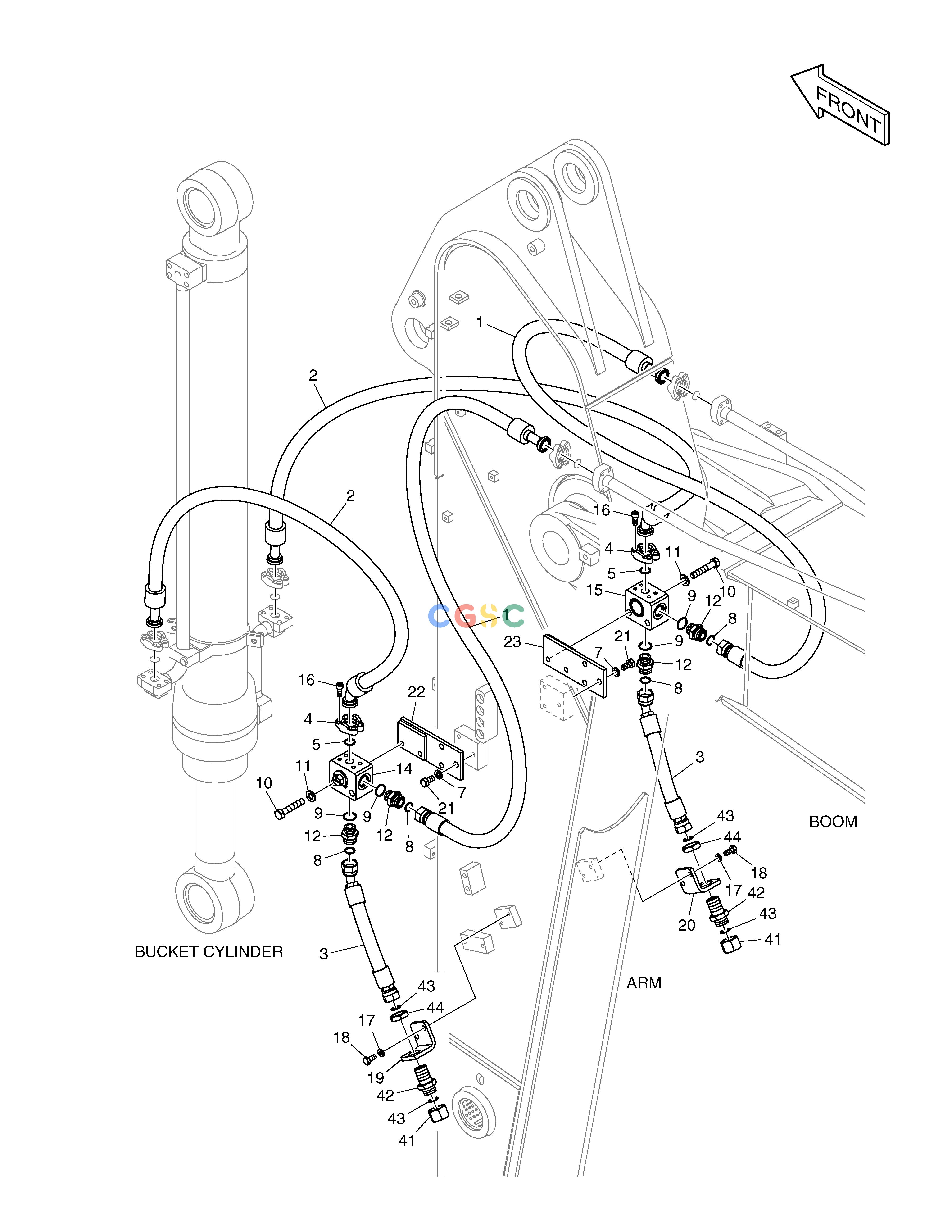 斗山零件查询ARM PIPING - ARM 2.4m(CLAMSHELL) DX200A Doosan parts catalog online