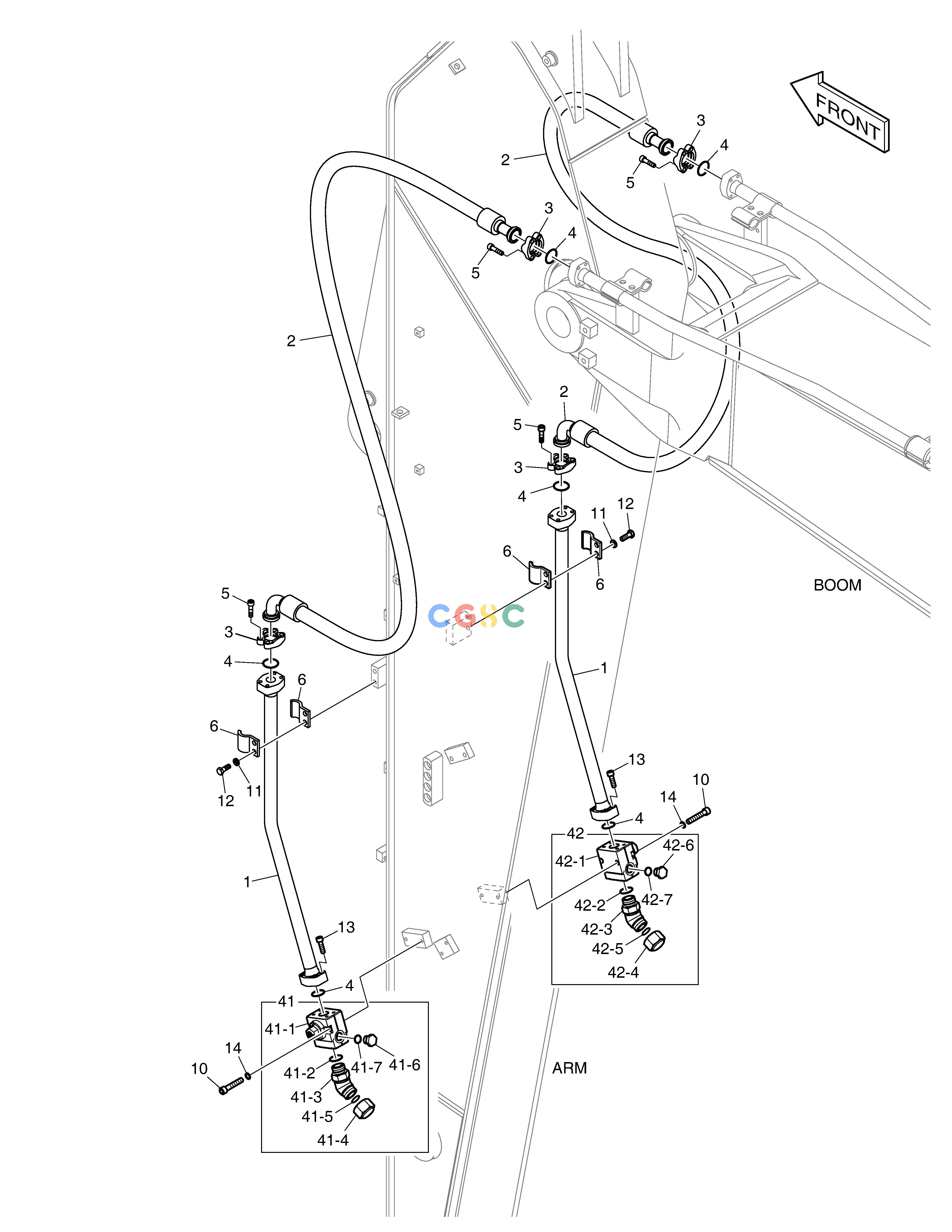 斗山零件查询ARM PIPING - ARM 3.5m(ONE & TWO WAY) DX200A Doosan parts catalog online