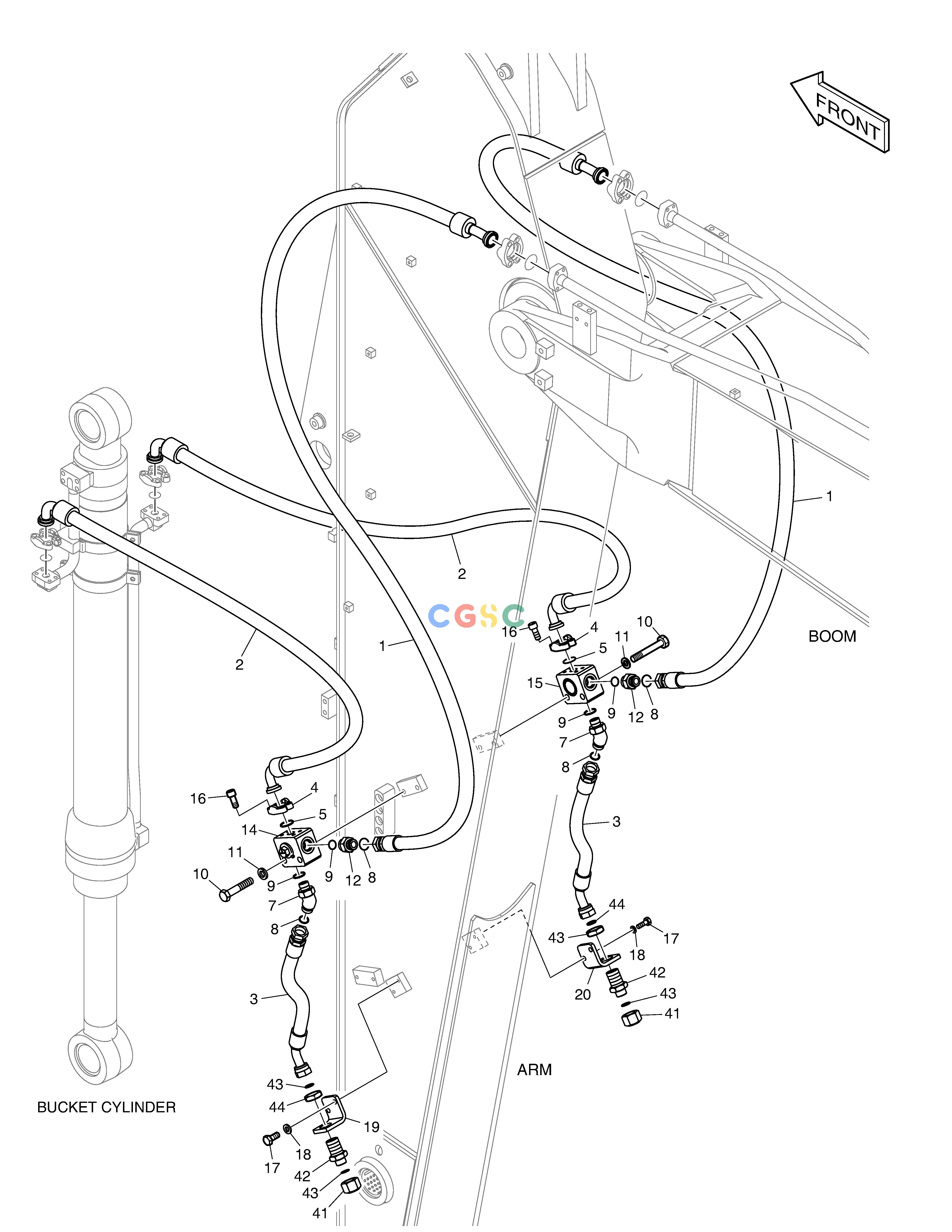 斗山零件查询ARM PIPING - ARM 3.5m(CLAMSHELL) DX200A Doosan parts catalog online