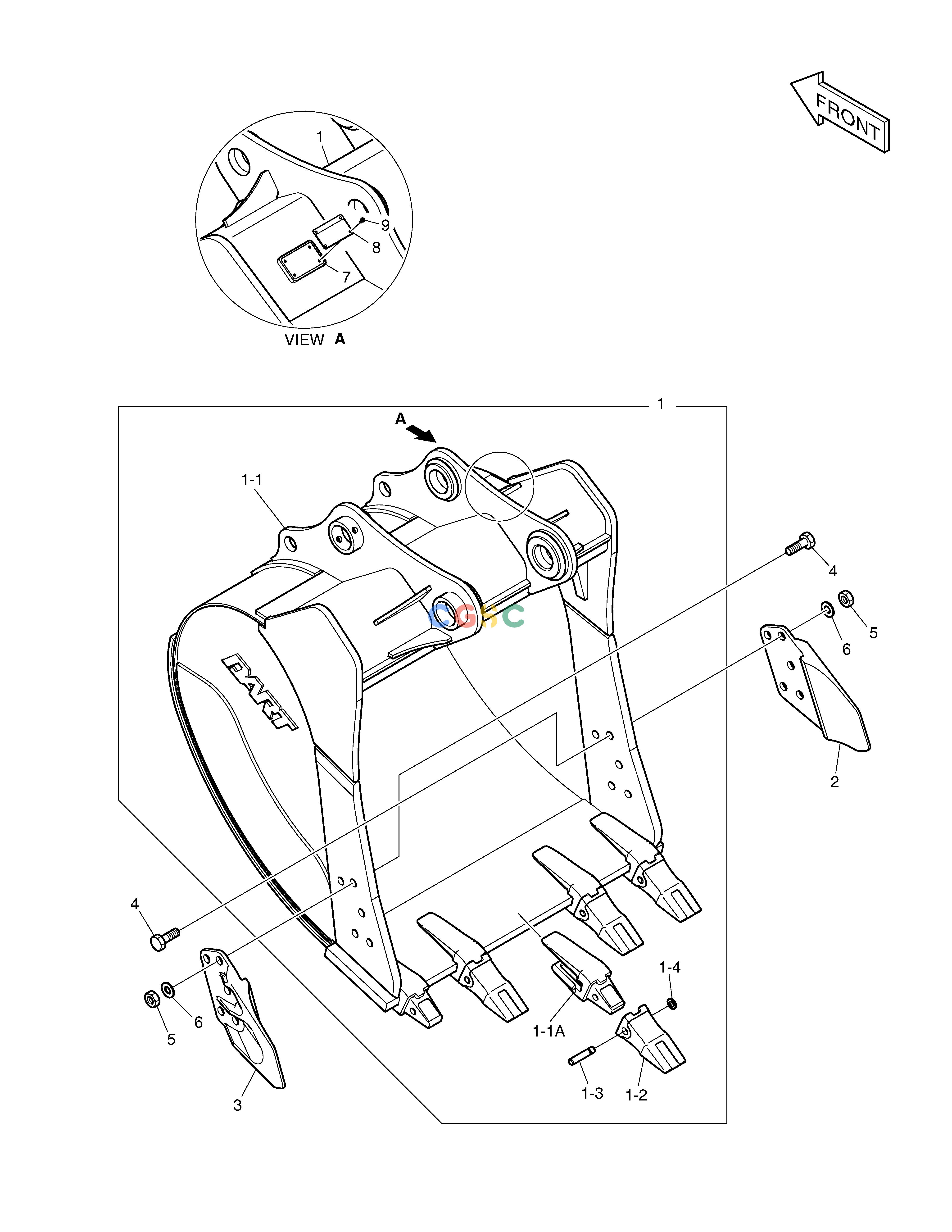 斗山零件查询BUCKET ASS'Y - 1.07m³(48") - HEAVY DUTY DX200A Doosan parts catalog online