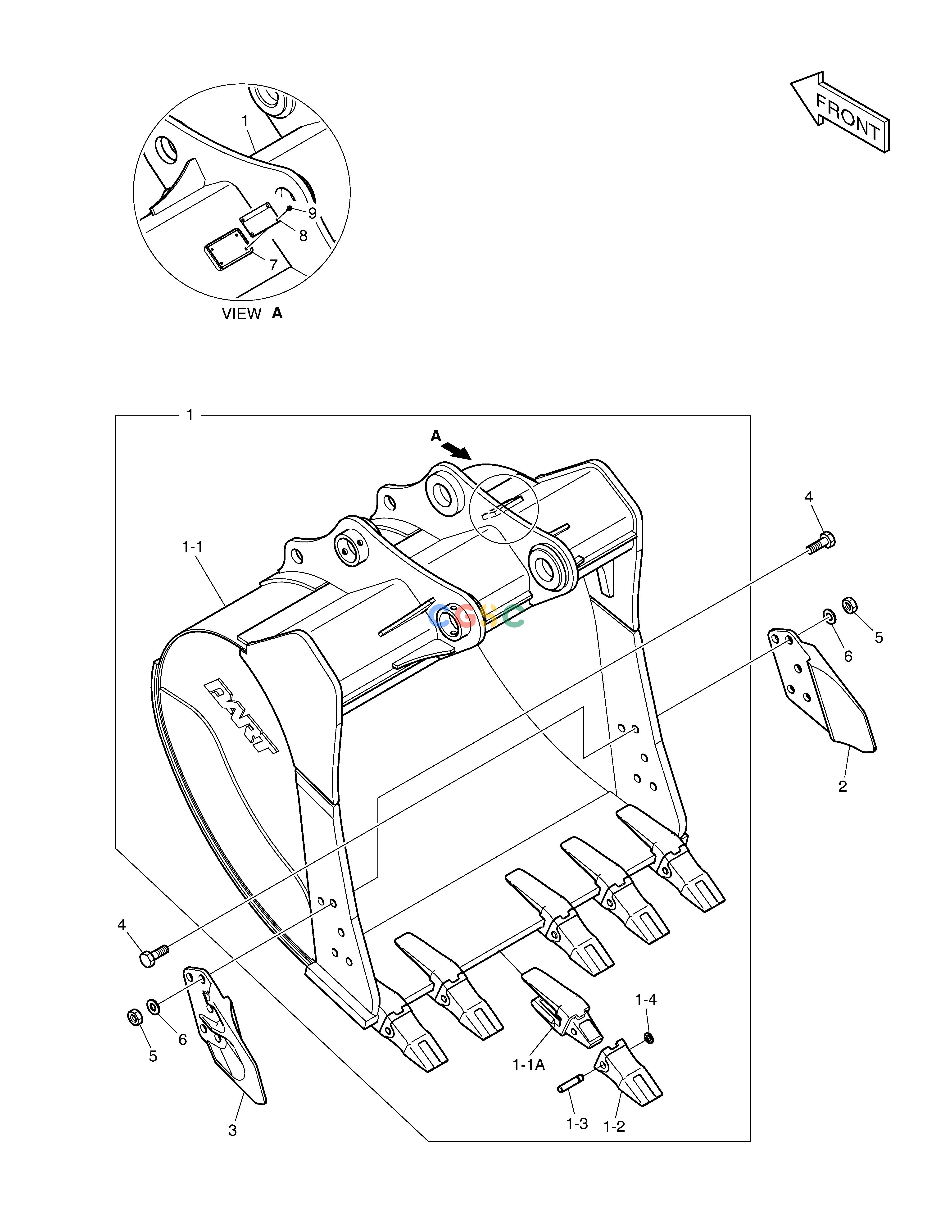 斗山零件查询BUCKET ASS'Y - 1.32m³(57") - HEAVY DUTY DX200A Doosan parts catalog online