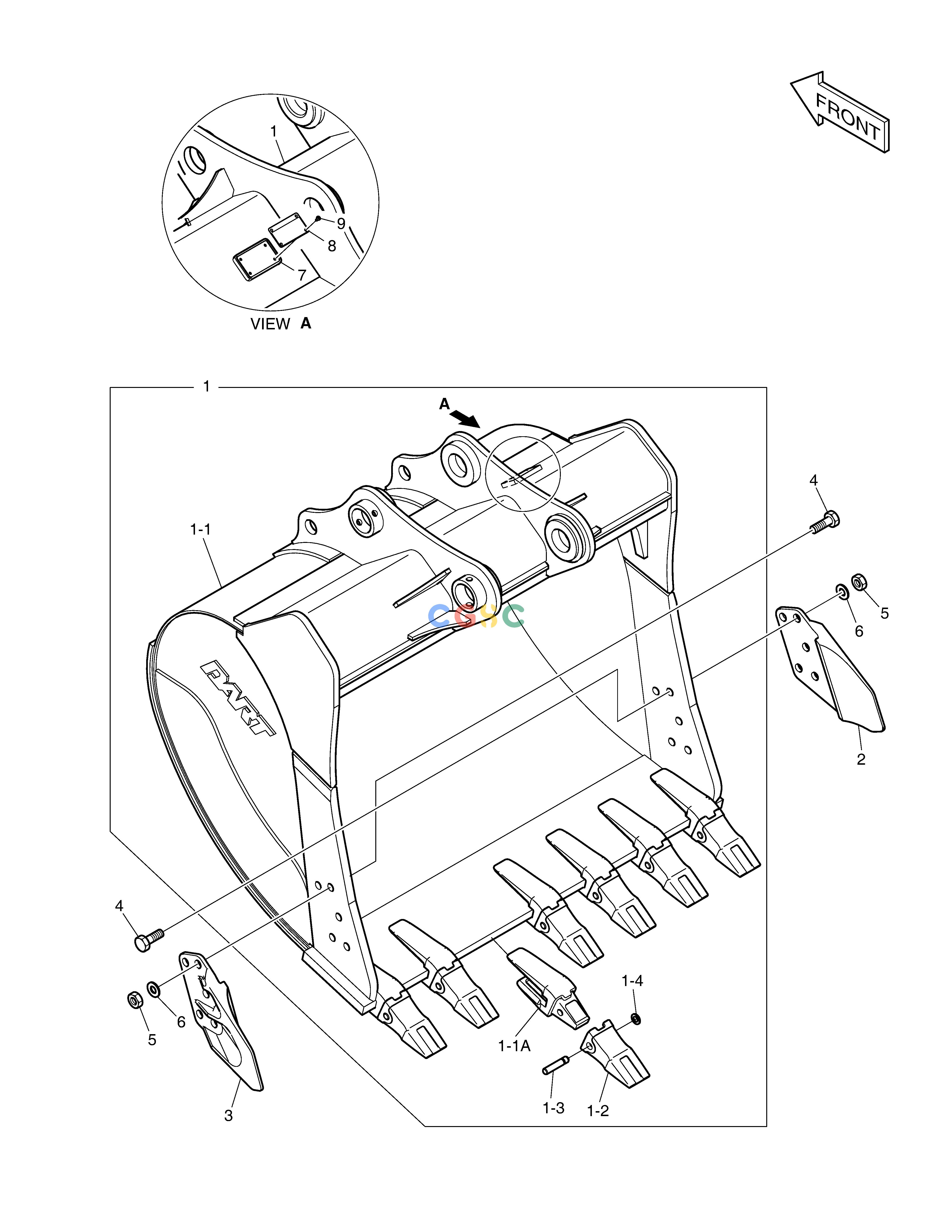 斗山零件查询BUCKET ASS'Y - 1.49m³(63") - HEAVY DUTY DX200A Doosan parts catalog online