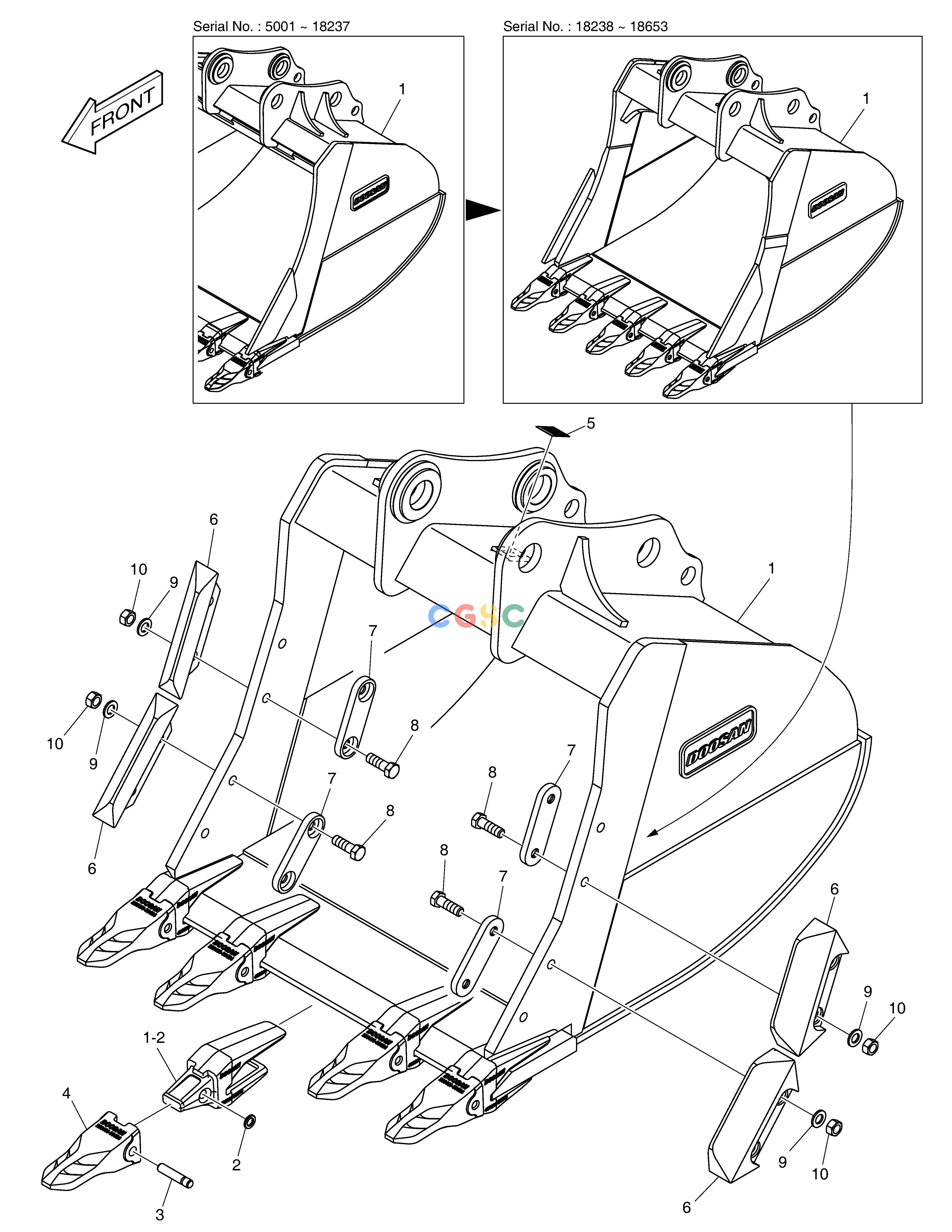 斗山零件查询BUCKET ASS´Y - 1.07m³ - S CLASS DX200A Doosan parts catalog online