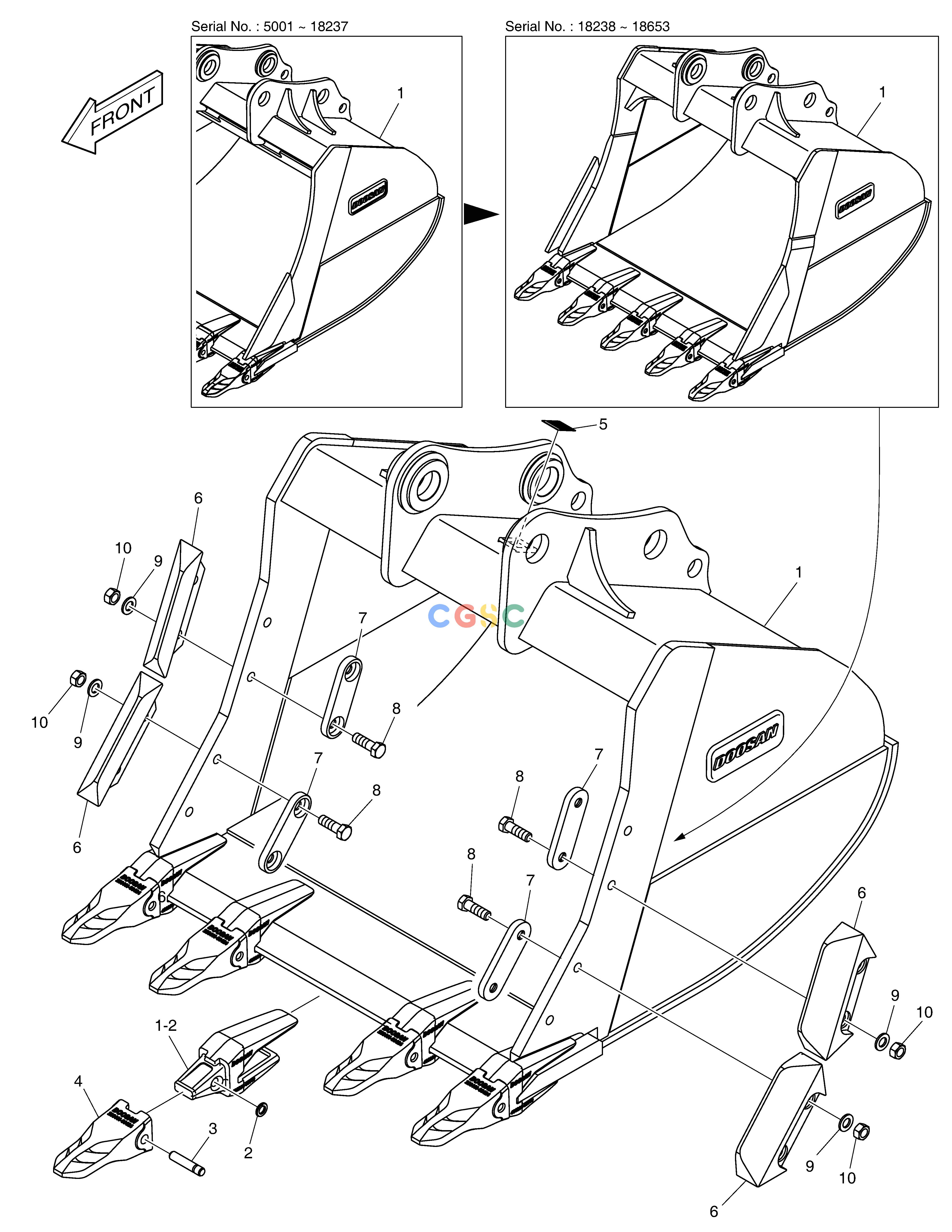 斗山零件查询BUCKET ASS´Y - 1.23m³ - S CLASS DX200A Doosan parts catalog online