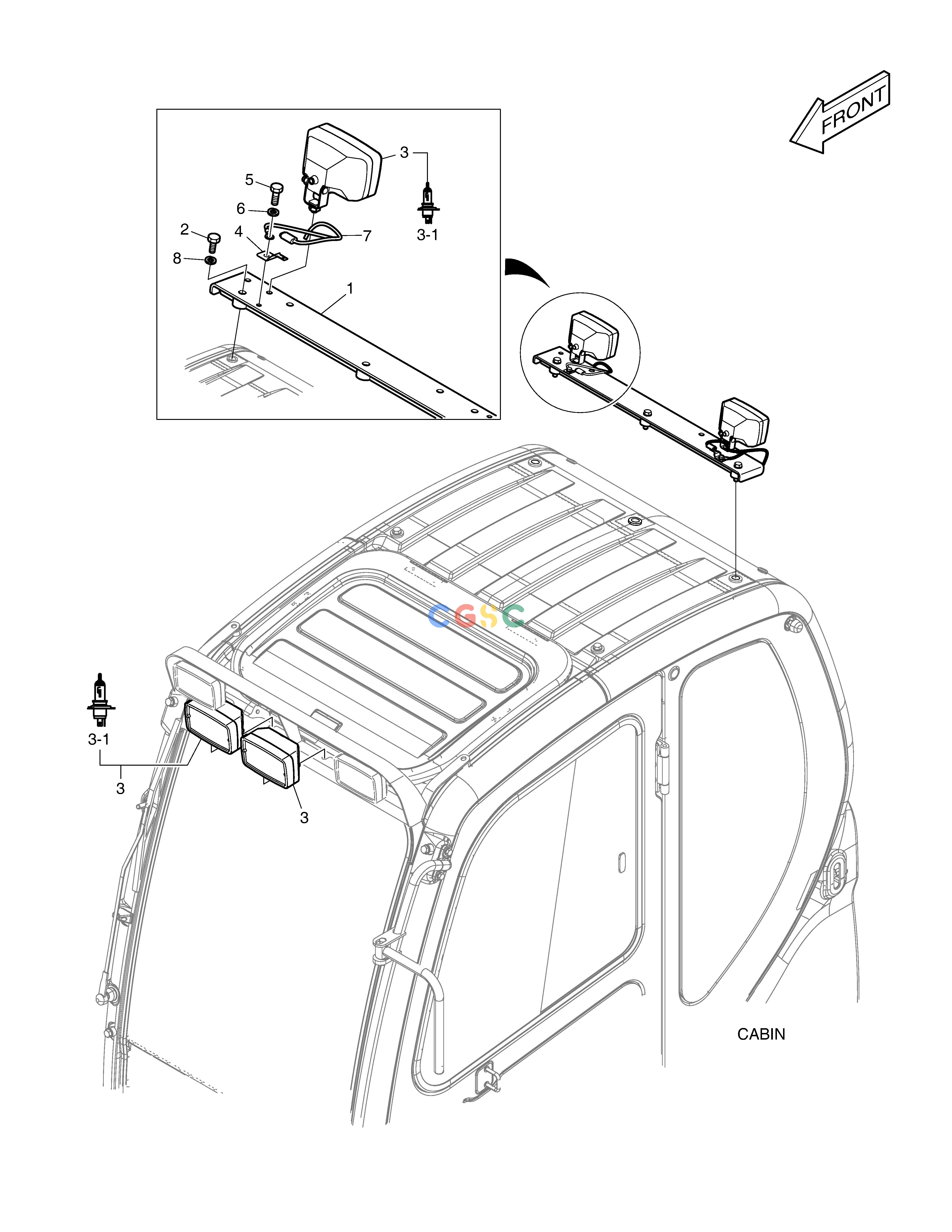 斗山零件查询WORKING LAMP - 6 LAMP DX200A Doosan parts catalog online