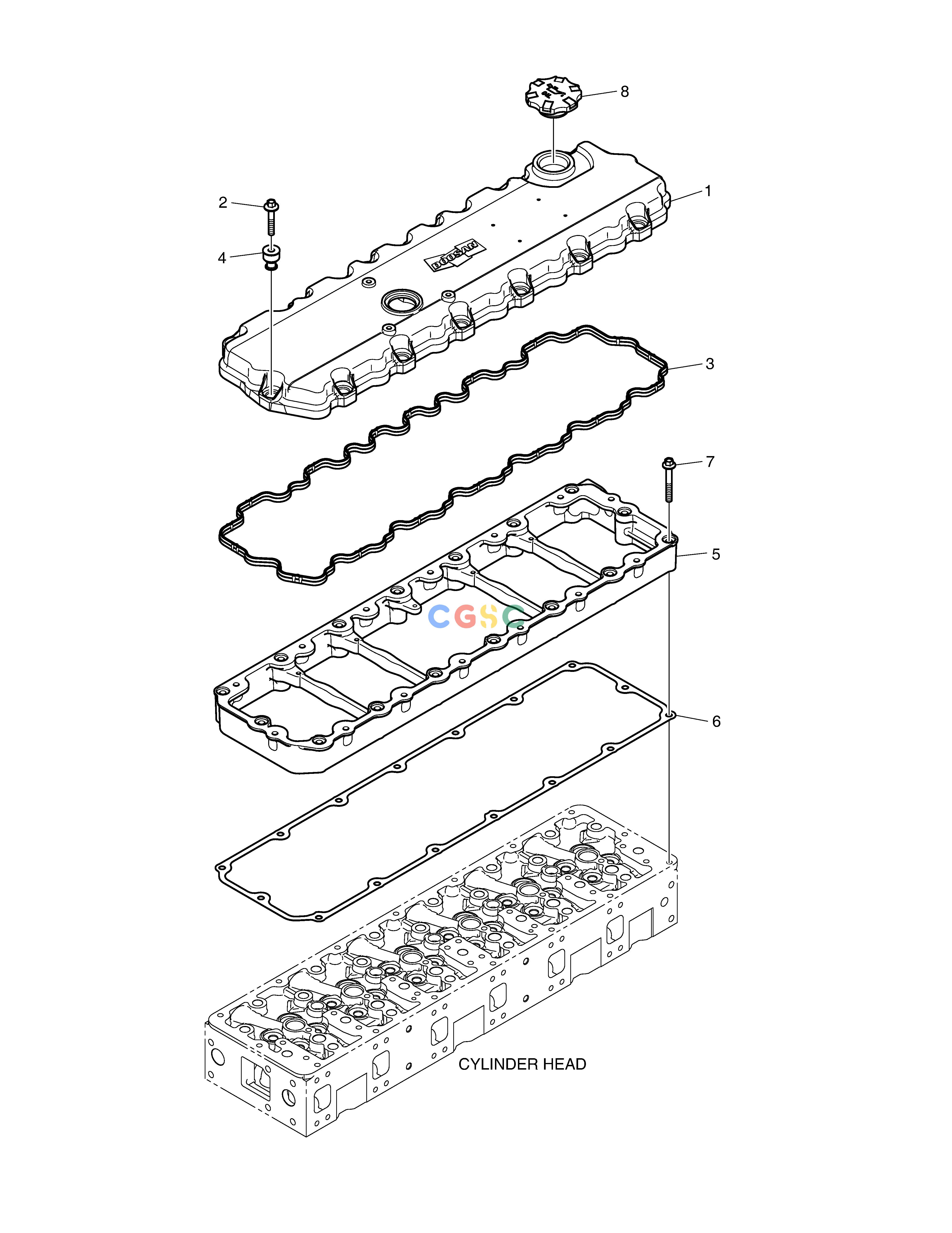 斗山零件查询CYLINDER HEAD COVER DX235LC-5 Doosan parts catalog online