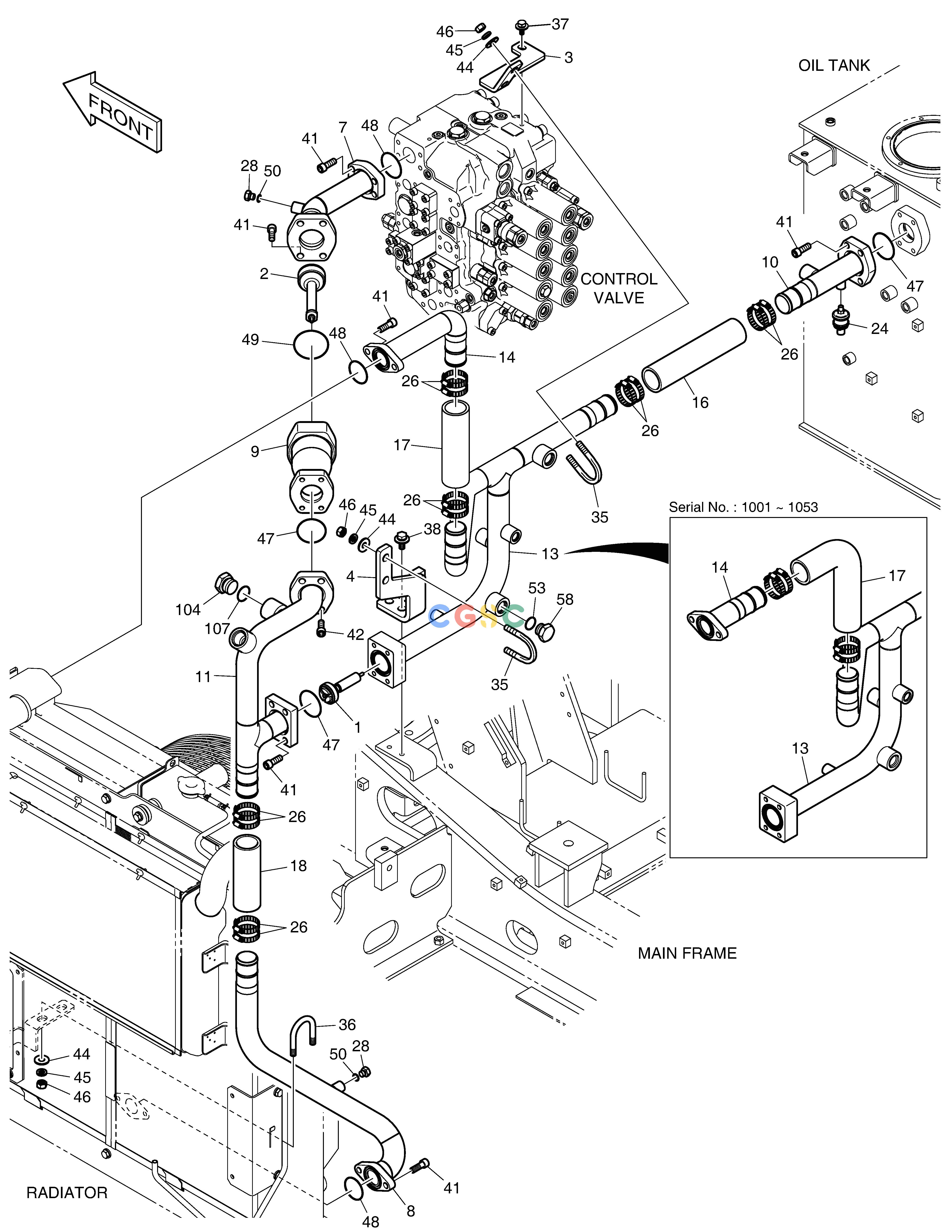 斗山零件查询OIL COOLER PIPING(2) - OIL COOLER DX235LC-5 Doosan parts catalog online