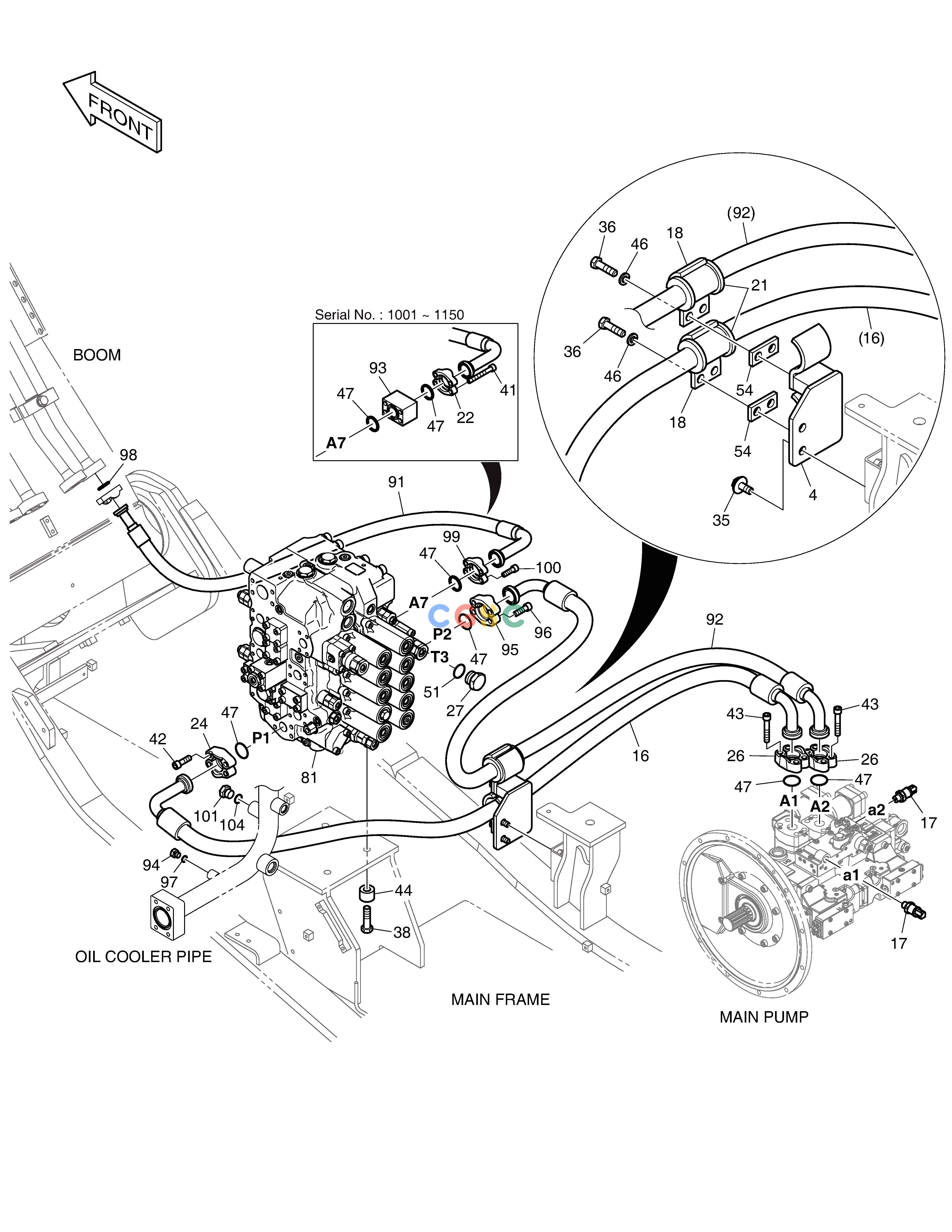 斗山零件查询MAIN PIPING(1) - PUMP DX235LC-5 Doosan parts catalog online