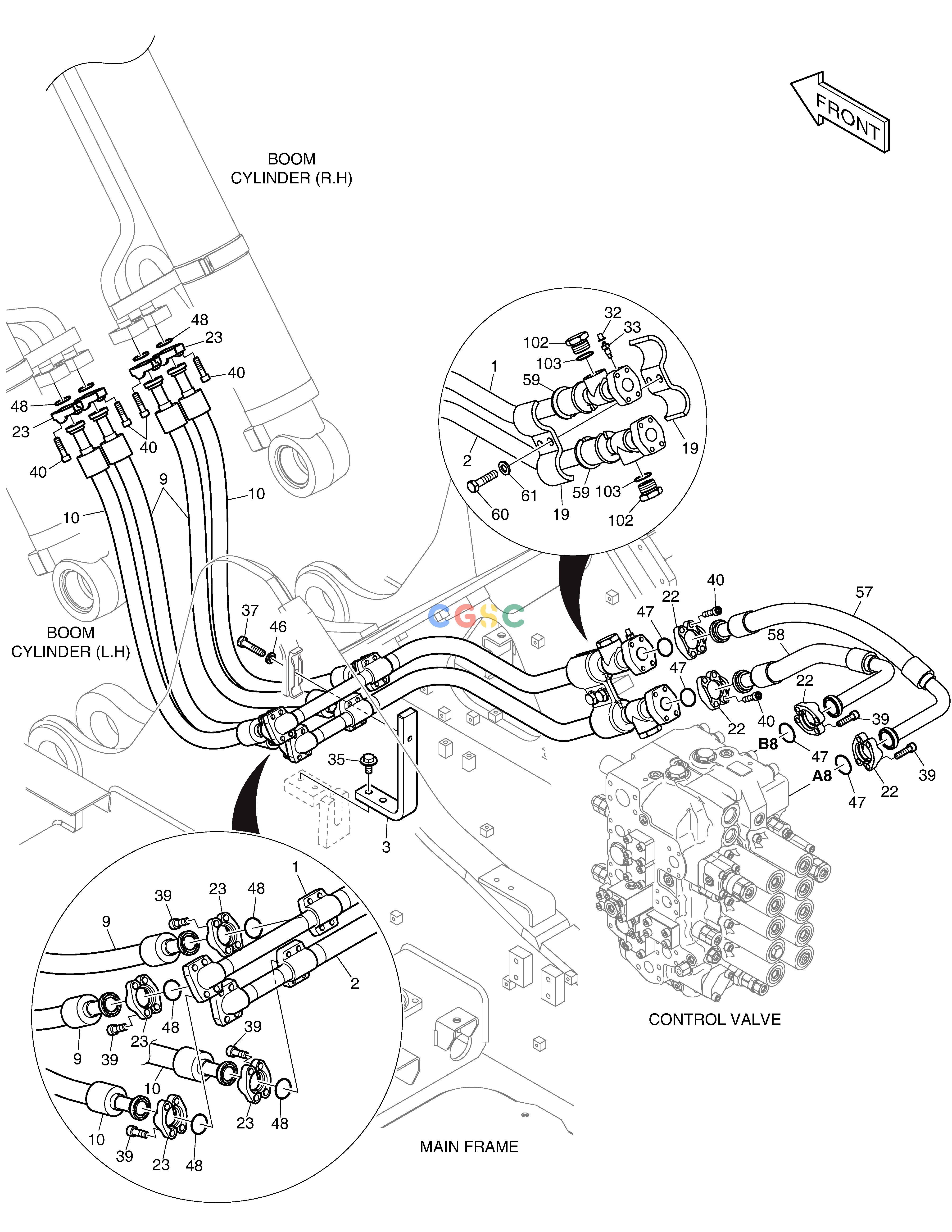 斗山零件查询MAIN PIPING(2) - BOOM DX235LC-5 Doosan parts catalog online