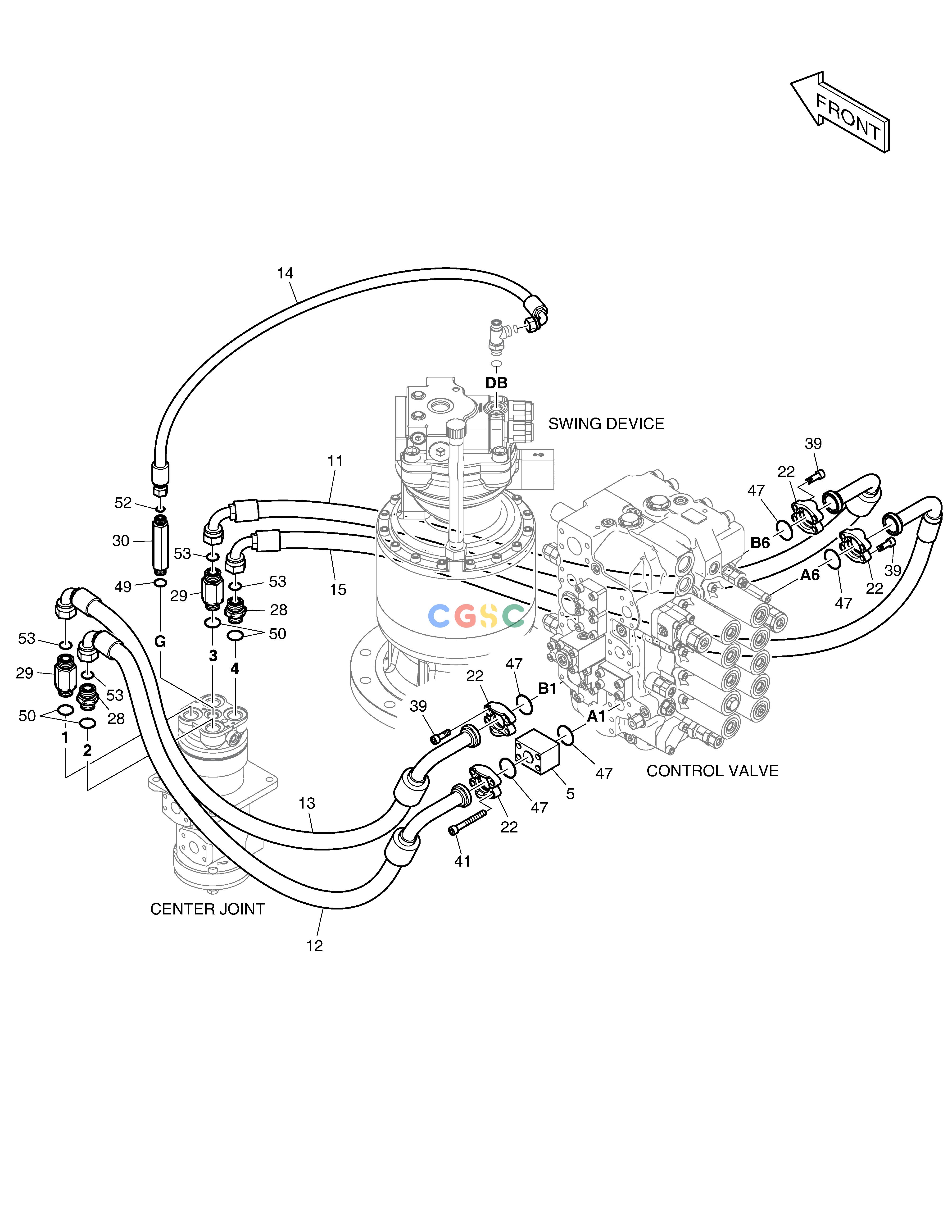 斗山零件查询MAIN PIPING(5) - CENTER JOINT DX235LC-5 Doosan parts catalog online