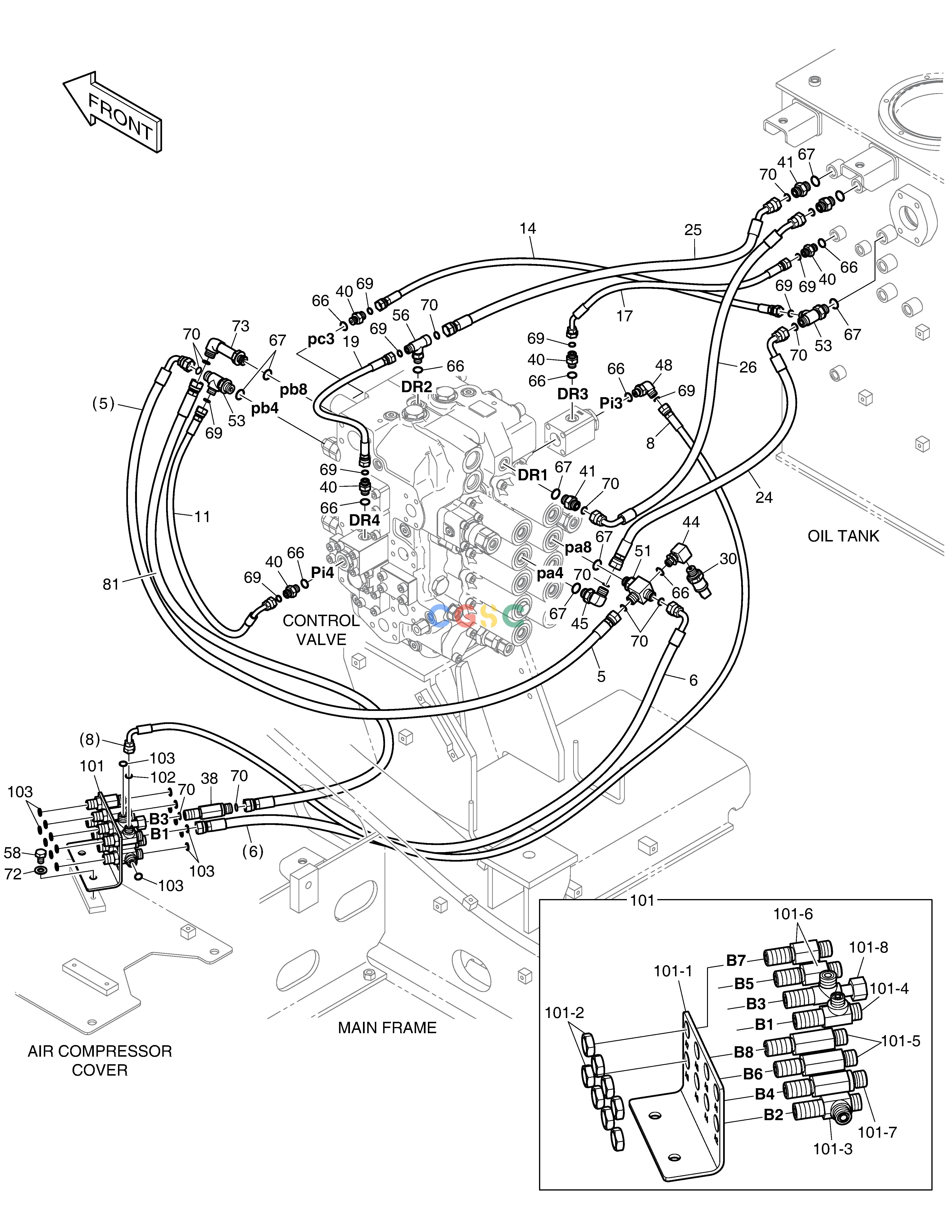 斗山零件查询PILOT PIPING(2) - BOOM DX235LC-5 Doosan parts catalog online