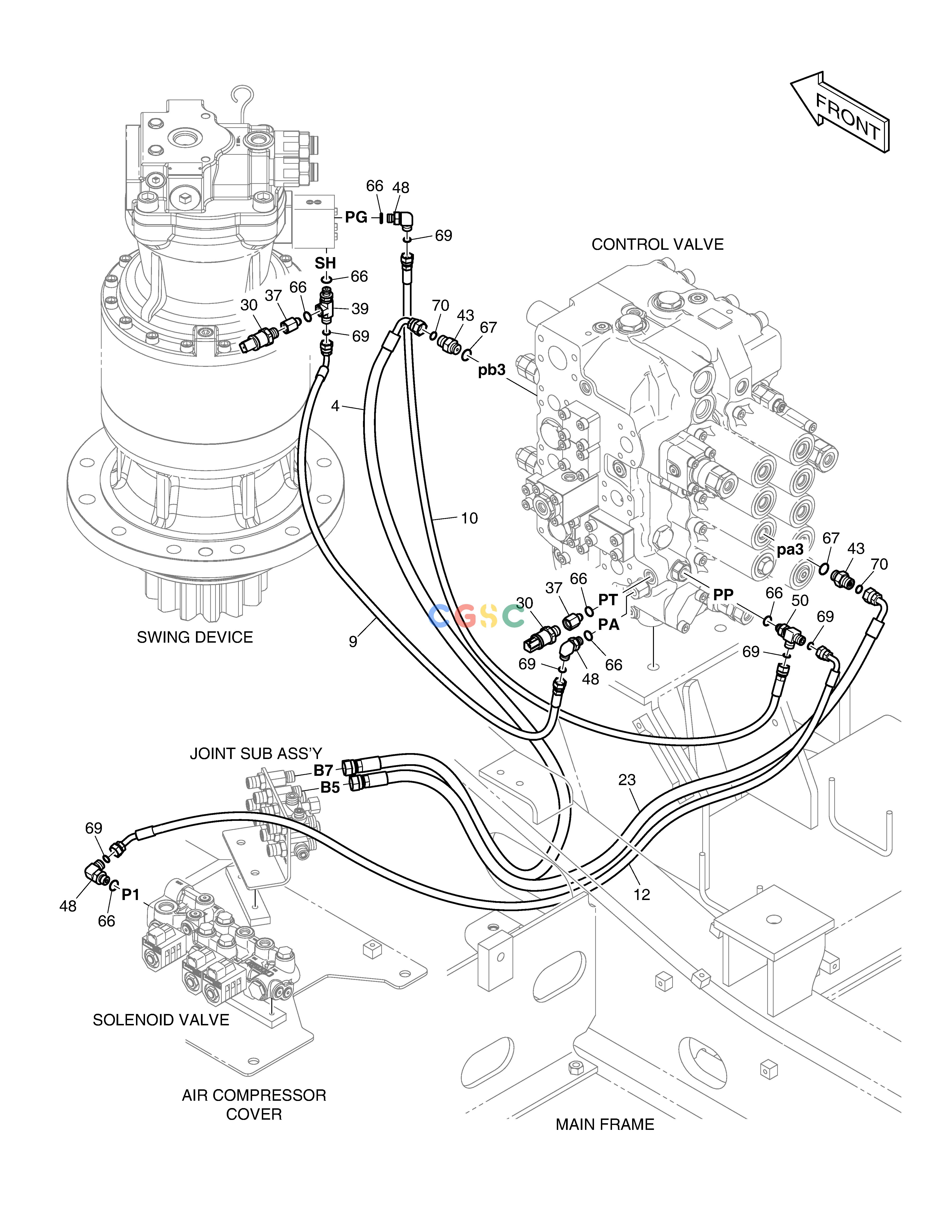 斗山零件查询PILOT PIPING(5) - SWING DX235LC-5 Doosan parts catalog online