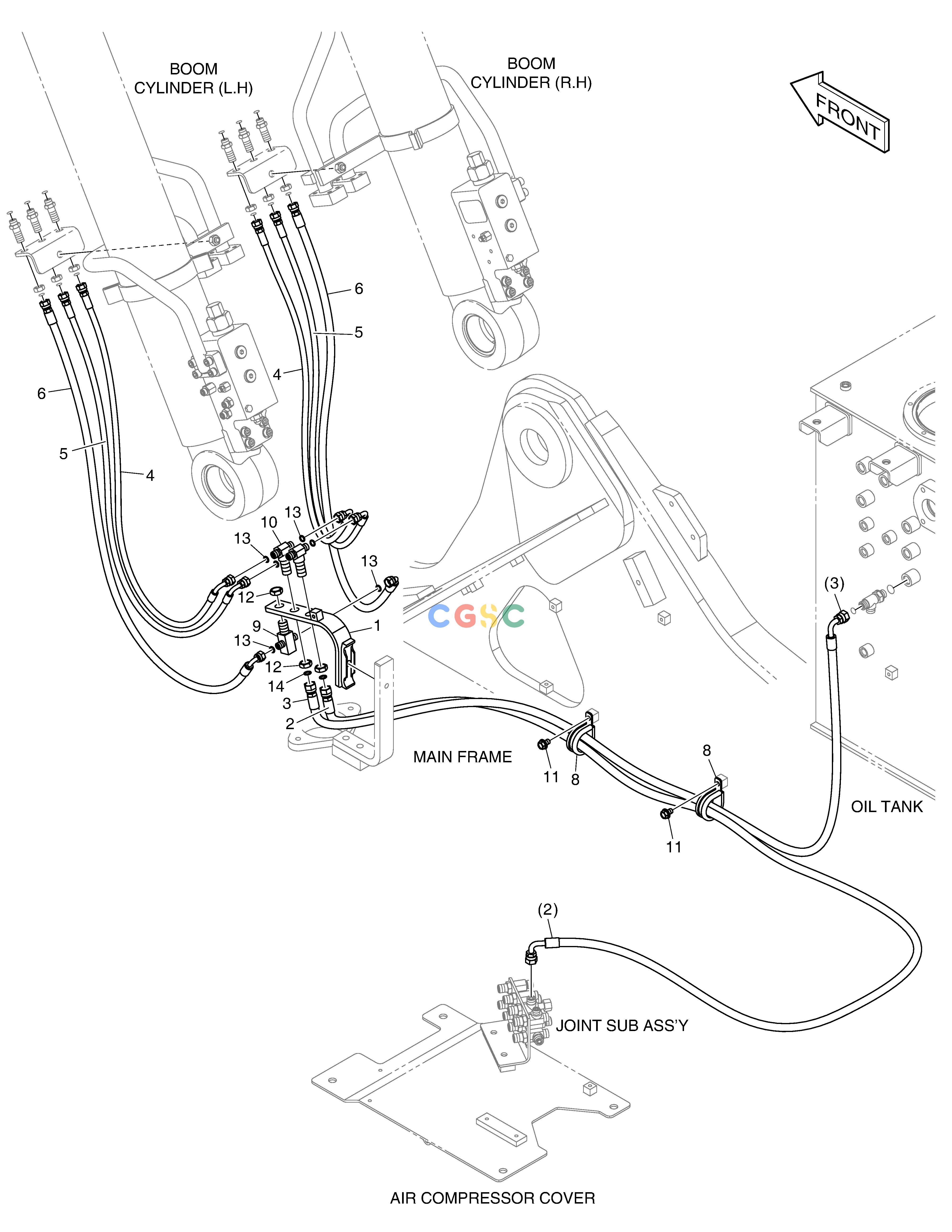 斗山零件查询PILOT PIPING(8) - BOOM LOCK VALVE DX235LC-5 Doosan parts catalog online