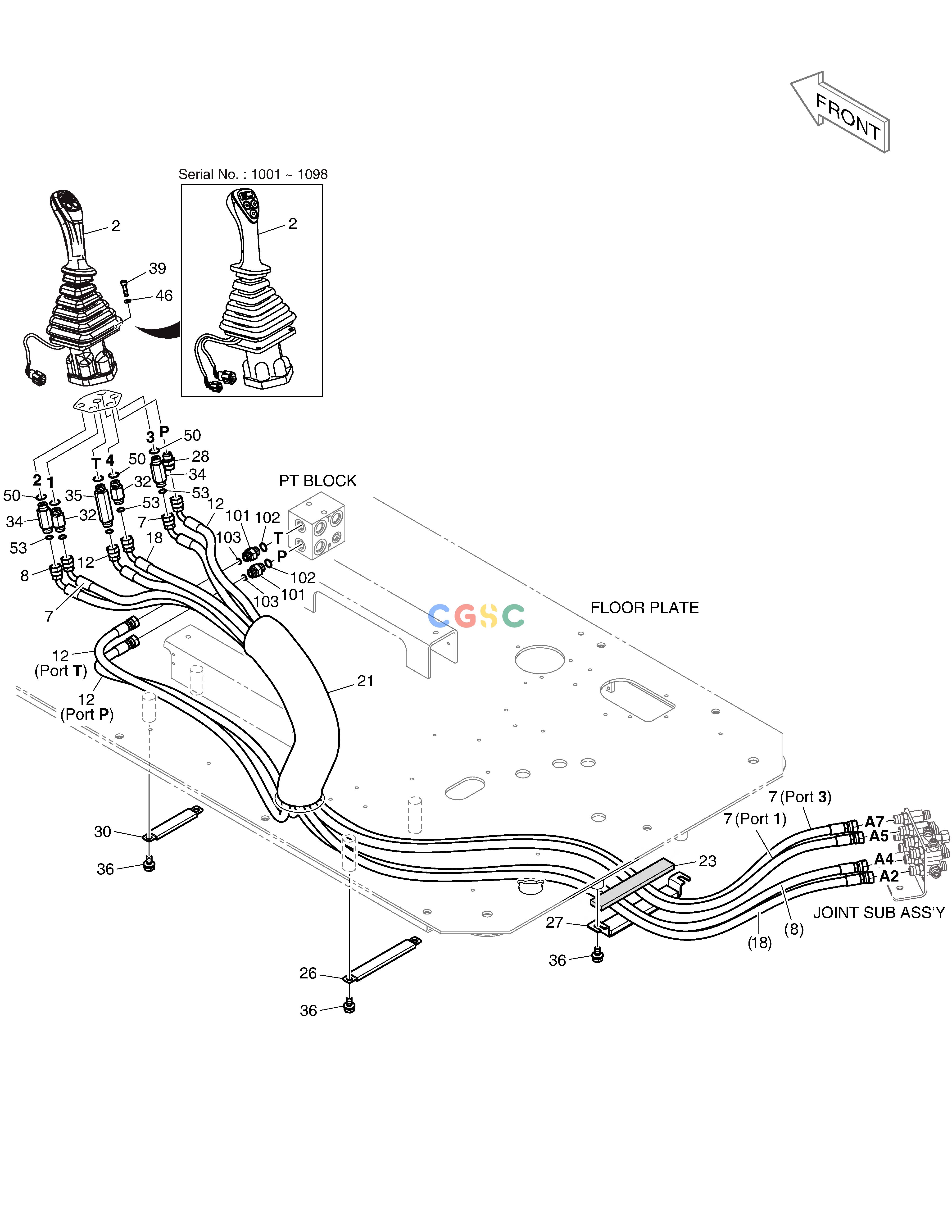 斗山零件查询PILOT PIPING(10) - JOYSTICK(L.H) DX235LC-5 Doosan parts catalog online