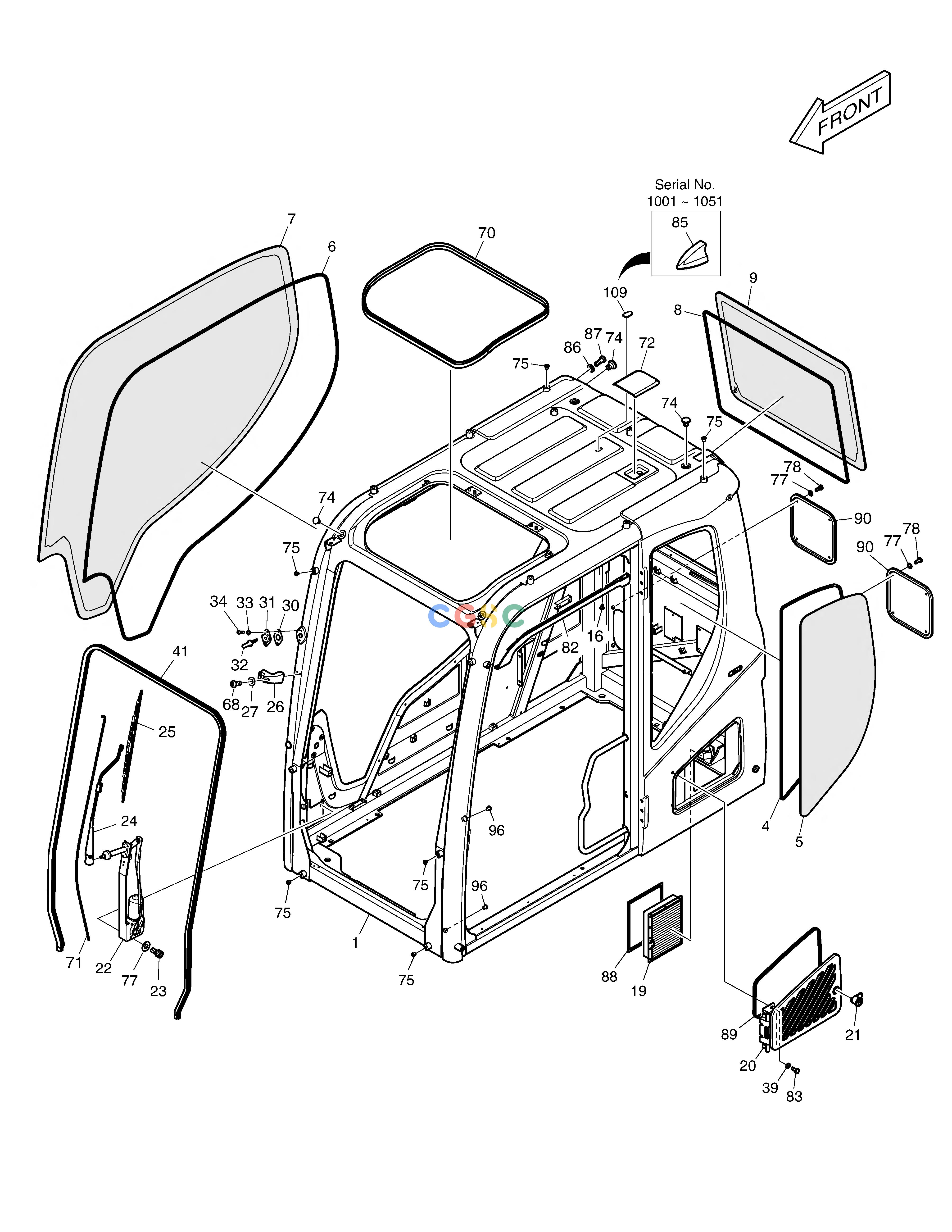 斗山零件查询CABIN(1) - GLASS DX235LC-5 Doosan parts catalog online