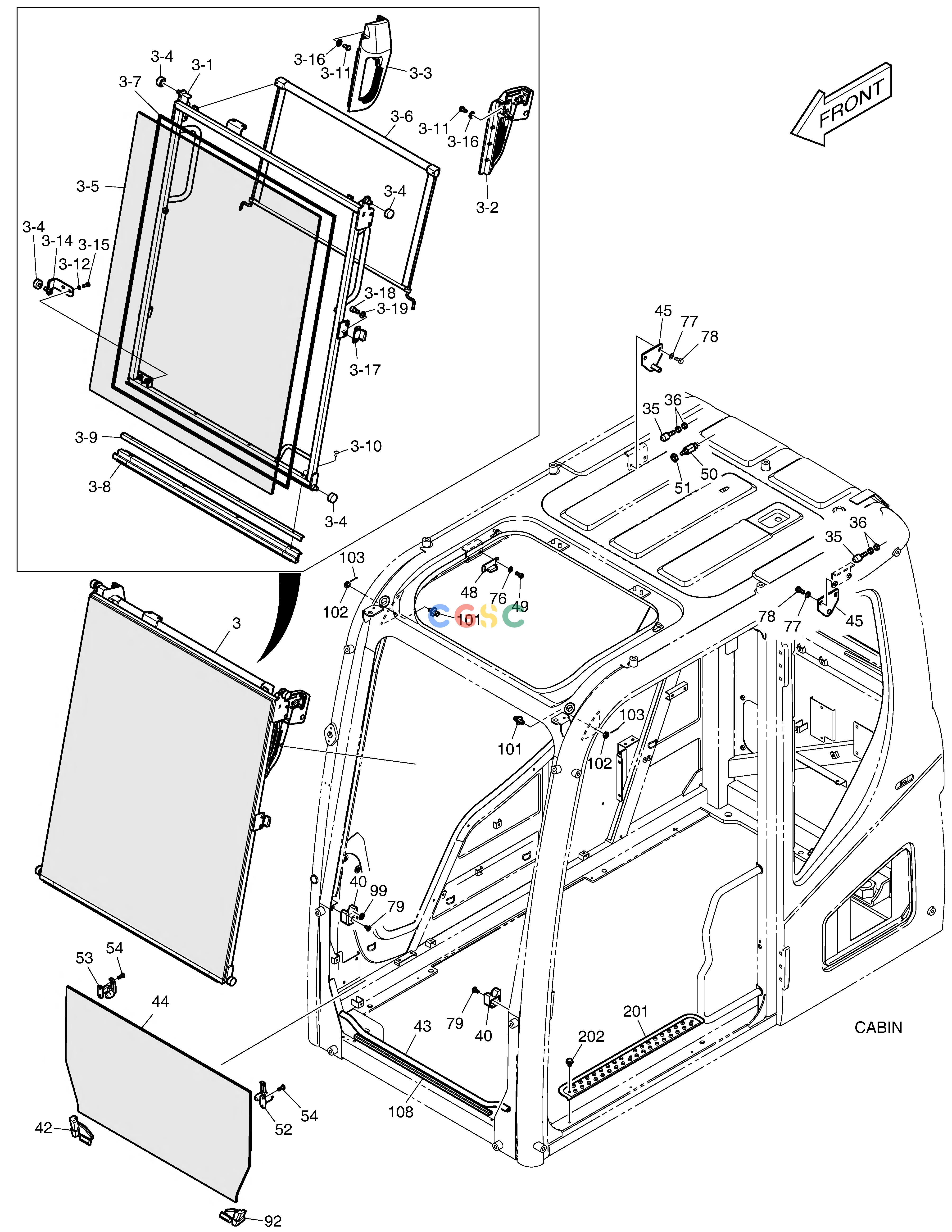 斗山零件查询CABIN(2) - SLIDE DOOR DX235LC-5 Doosan parts catalog online