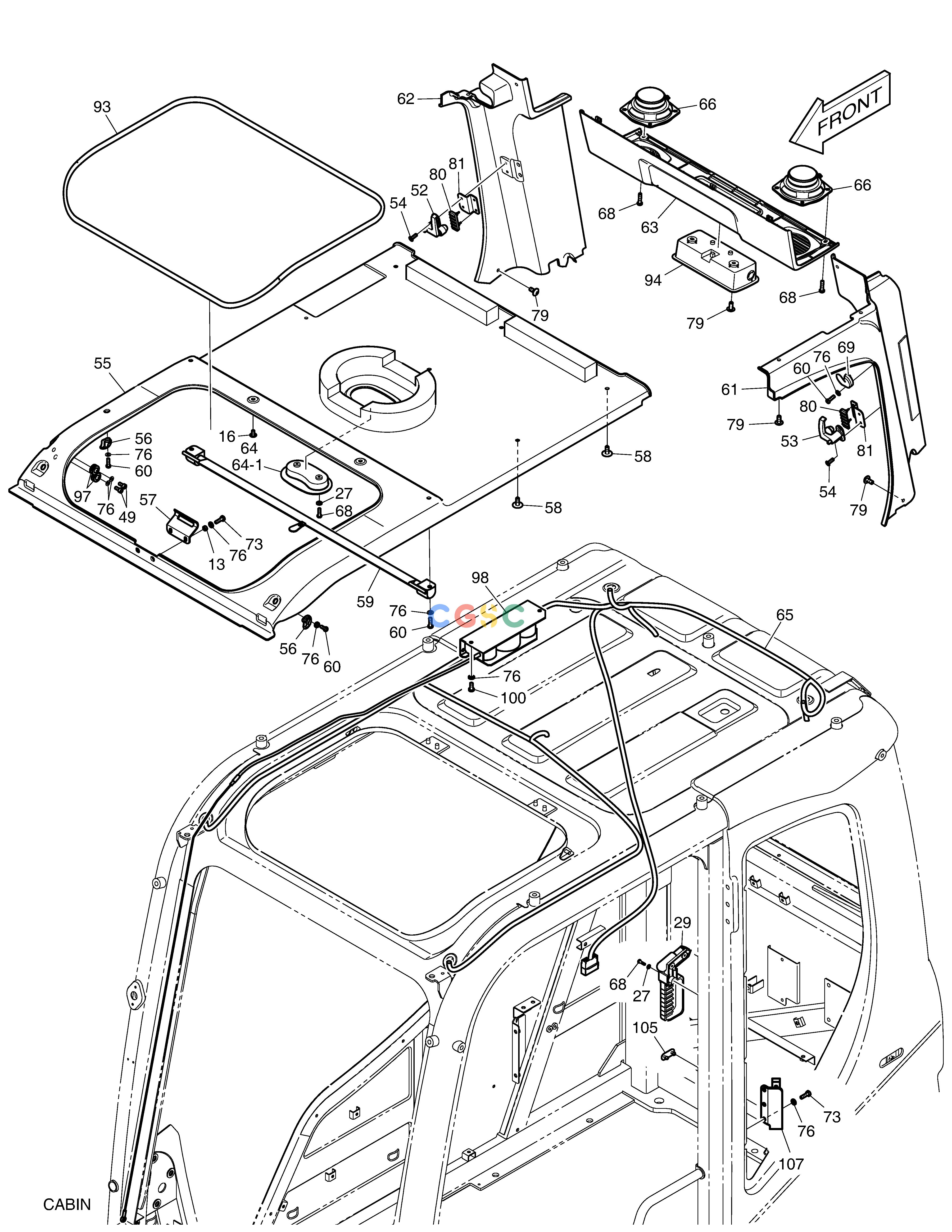 斗山零件查询CABIN(3) - ROOF DX235LC-5 Doosan parts catalog online