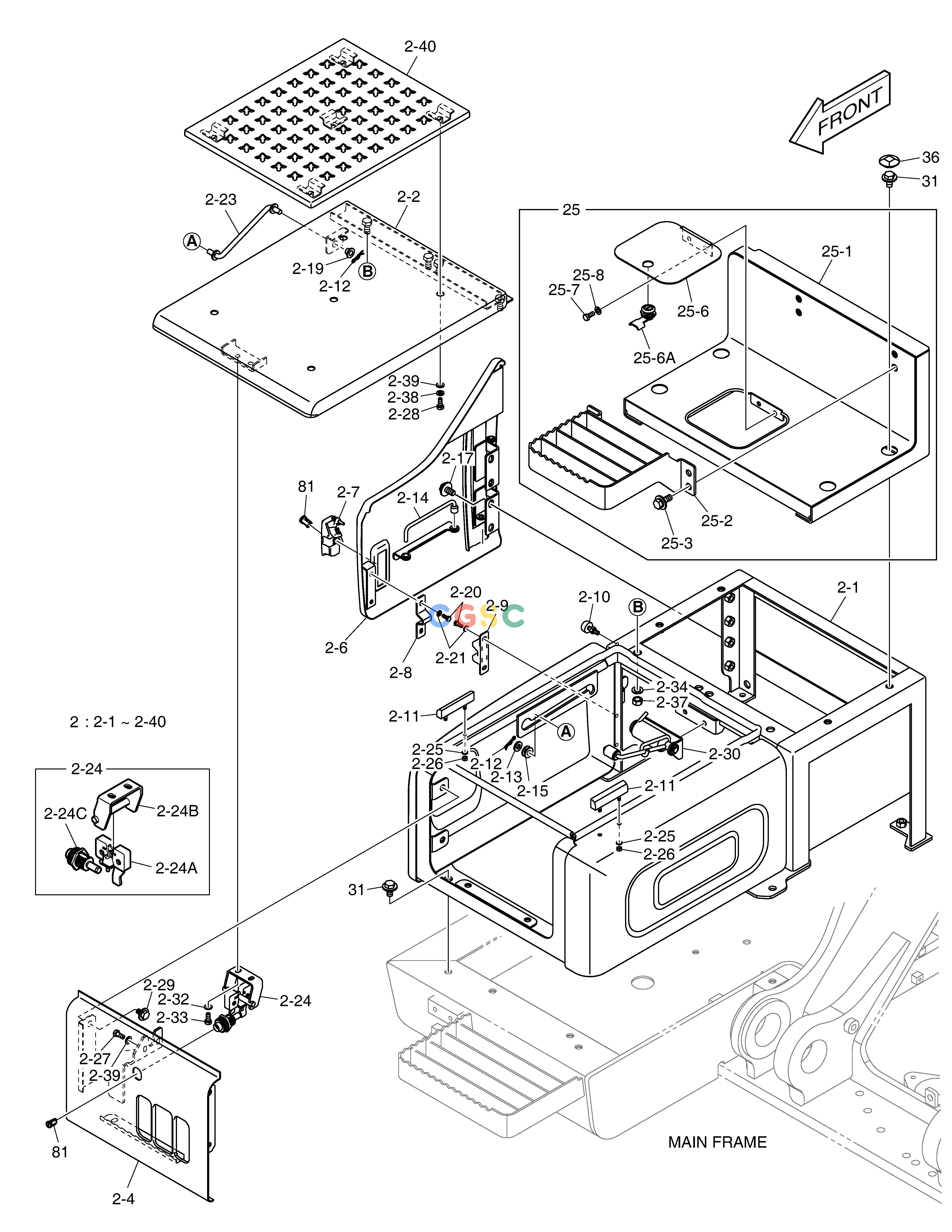 斗山零件查询BATTERY & UREA TANK COVER DX235LC-5 Doosan parts catalog online
