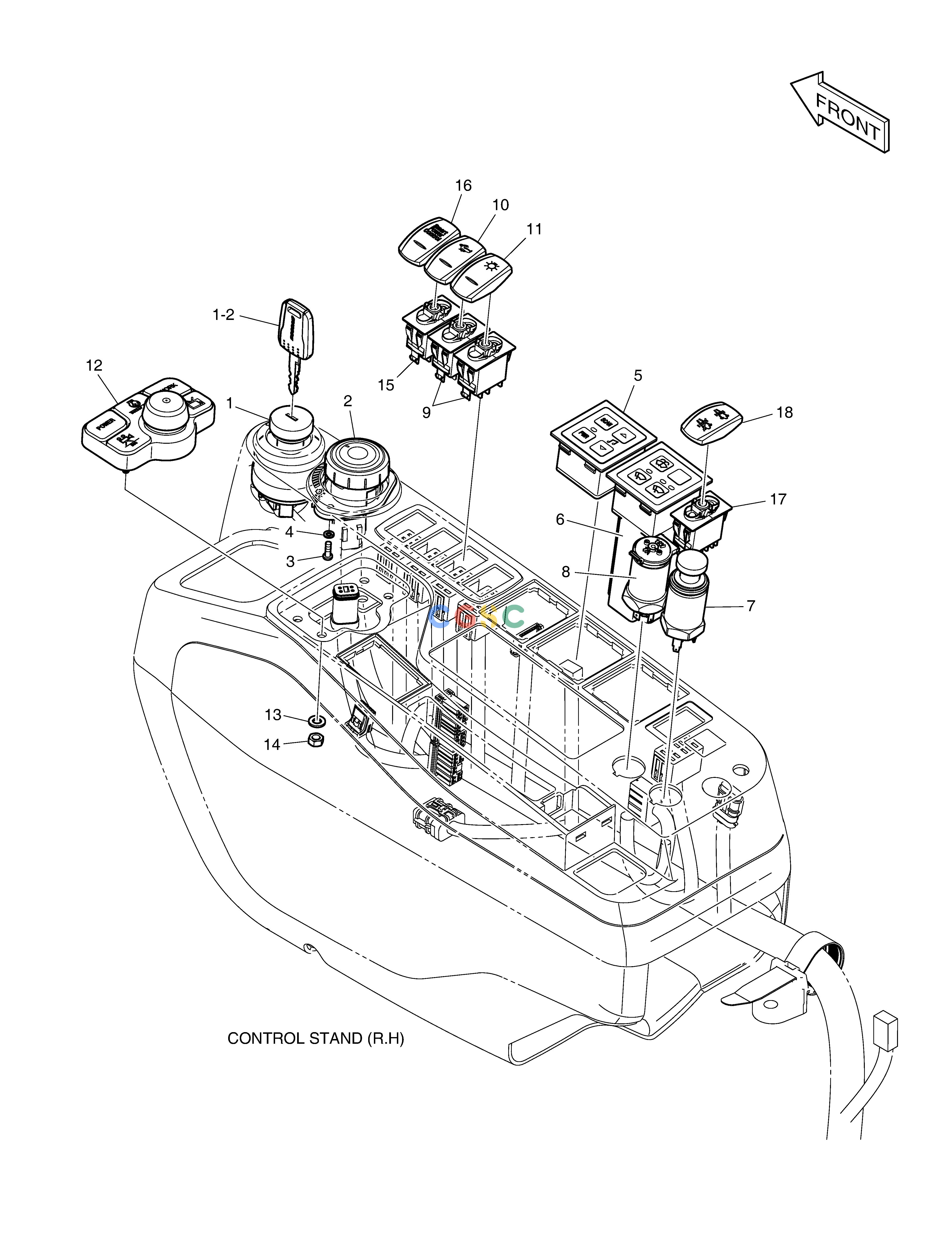 斗山零件查询ELECTRIC PARTS - CONTROL STAND DX235LC-5 Doosan parts catalog online