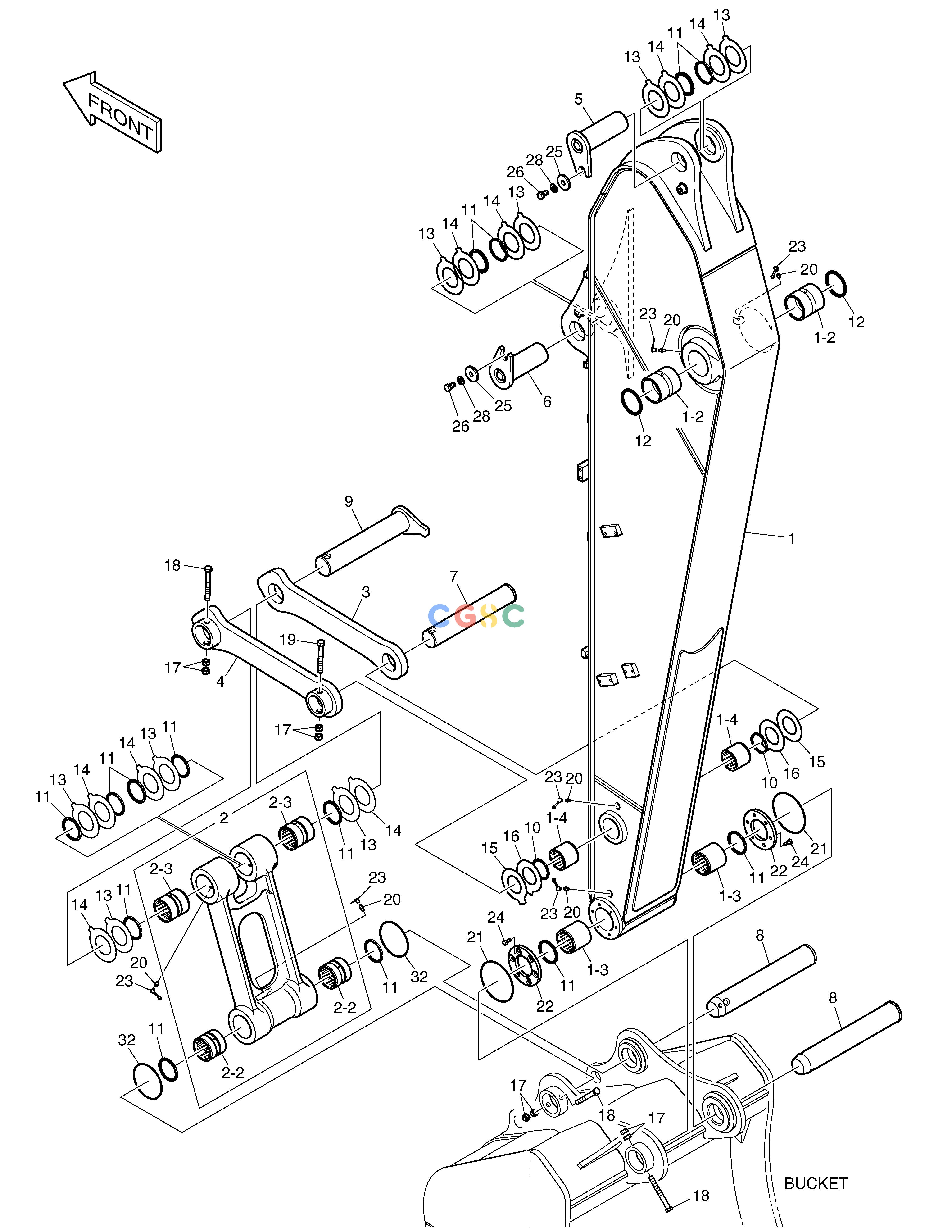 斗山零件查询ARM - 2.9m DX235LC-5 Doosan parts catalog online