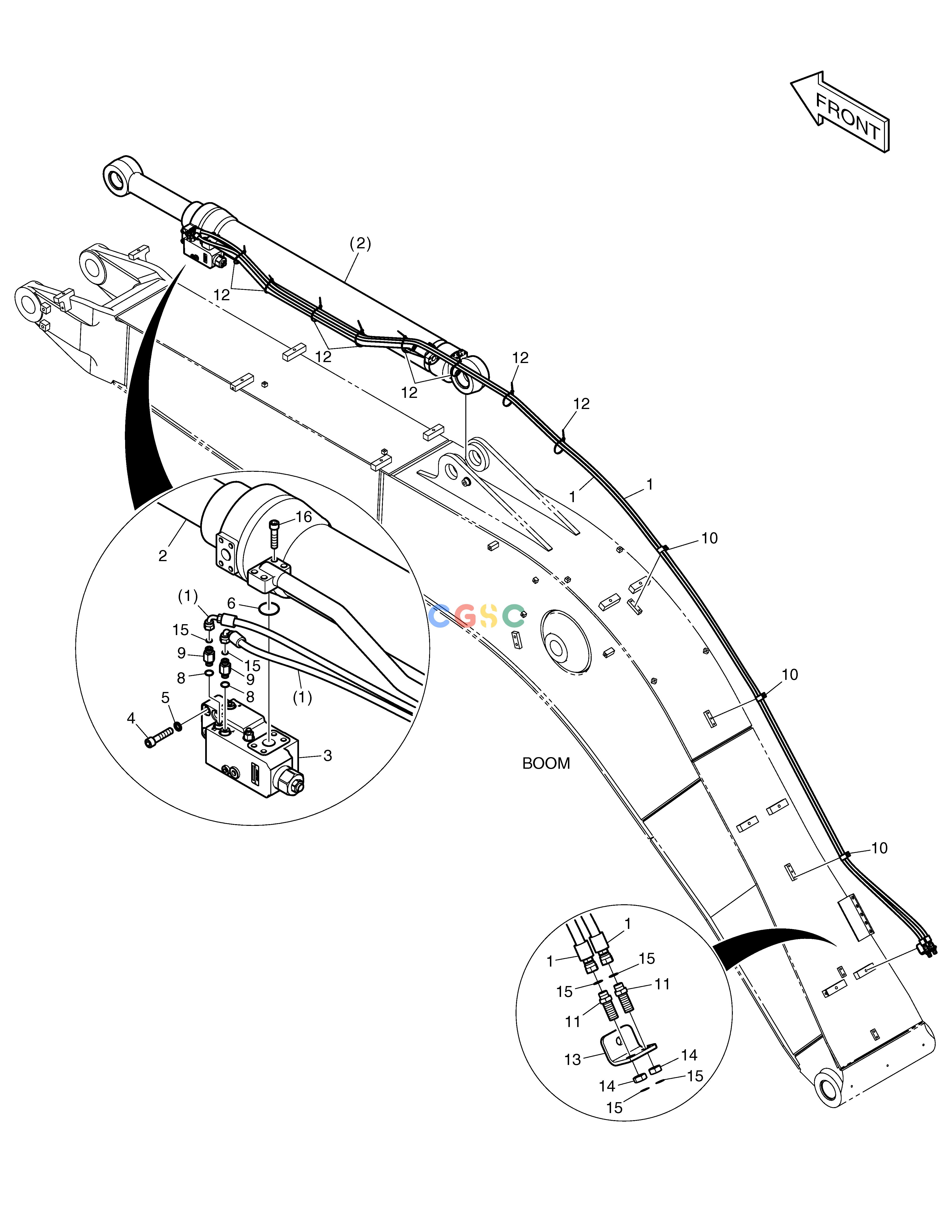斗山零件查询BOOM PIPING - ARM LOCK VALVE DX235LC-5 Doosan parts catalog online