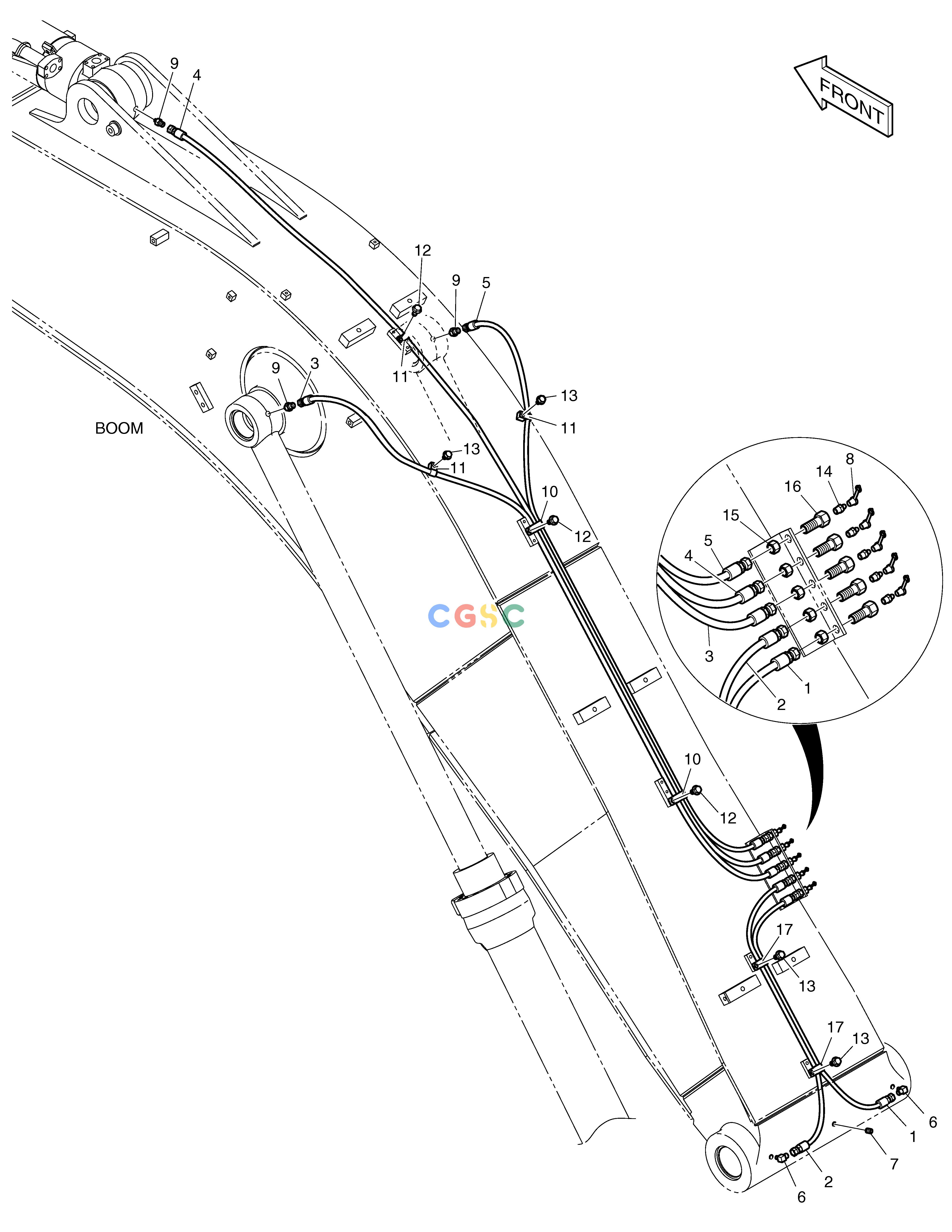 斗山零件查询LUBRICATION PIPING - BOOM DX235LC-5 Doosan parts catalog online