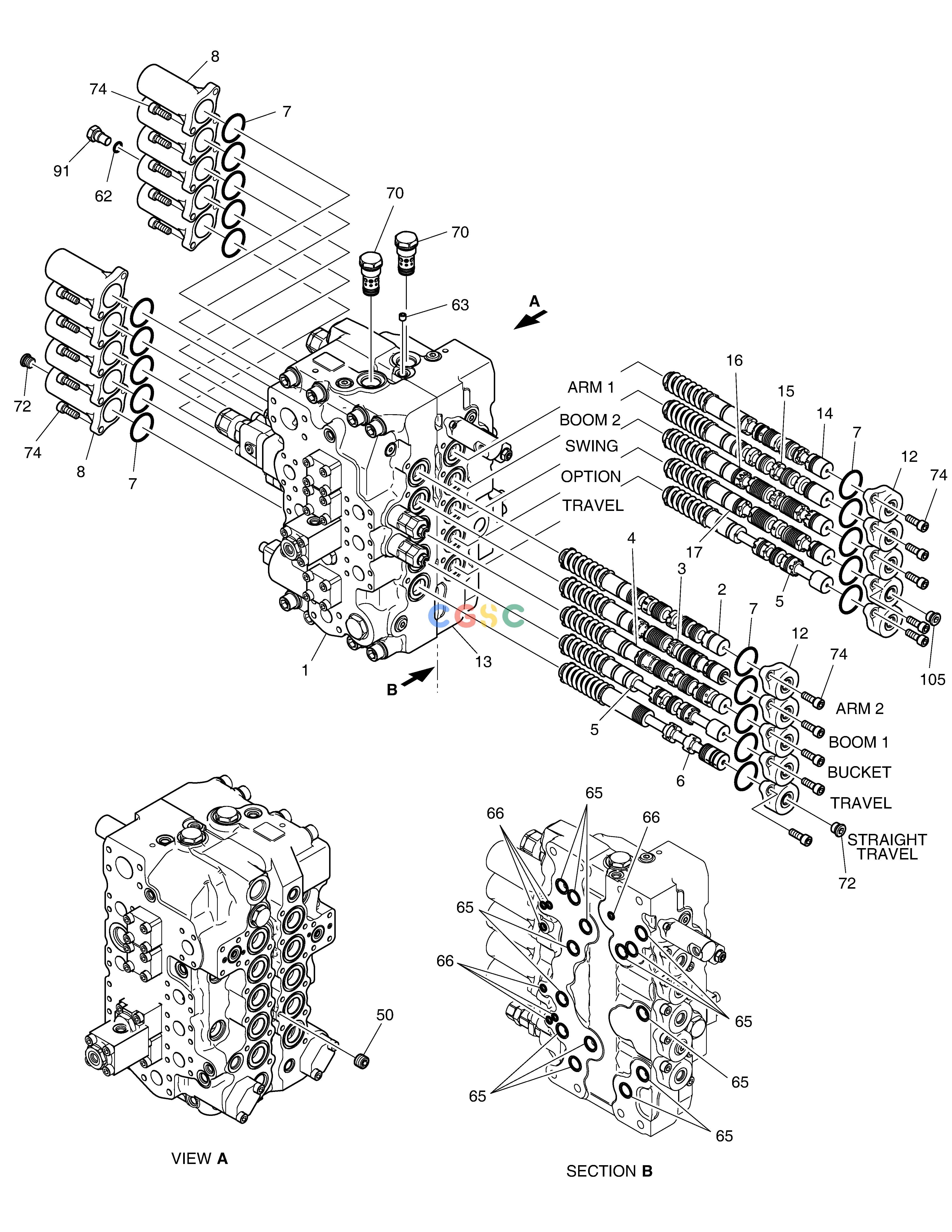 斗山零件查询CONTROL VALVE(2) DX235LC-5 Doosan parts catalog online