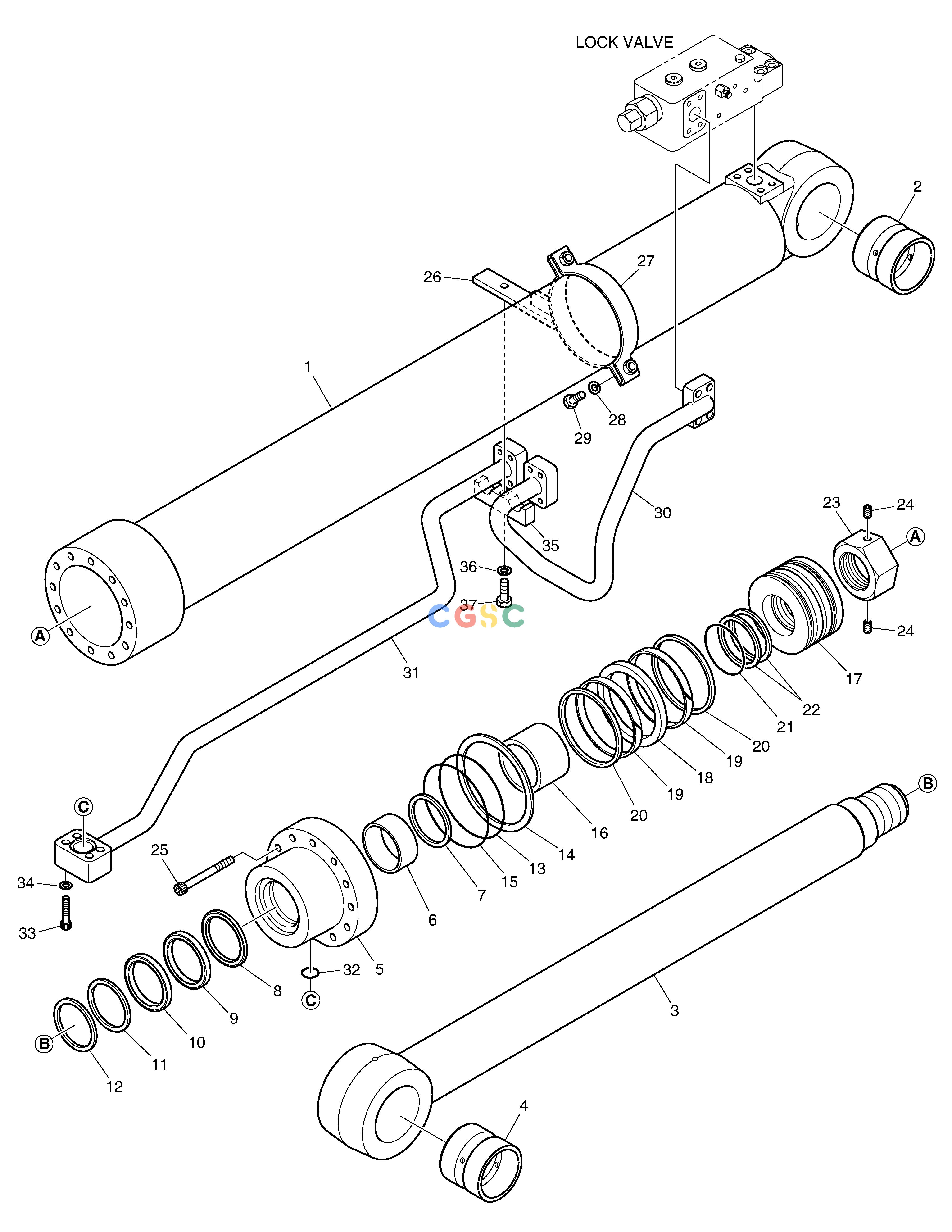 斗山零件查询BOOM CYLINDER(L.H)-LOCK VALVE DX235LC-5 Doosan parts catalog online