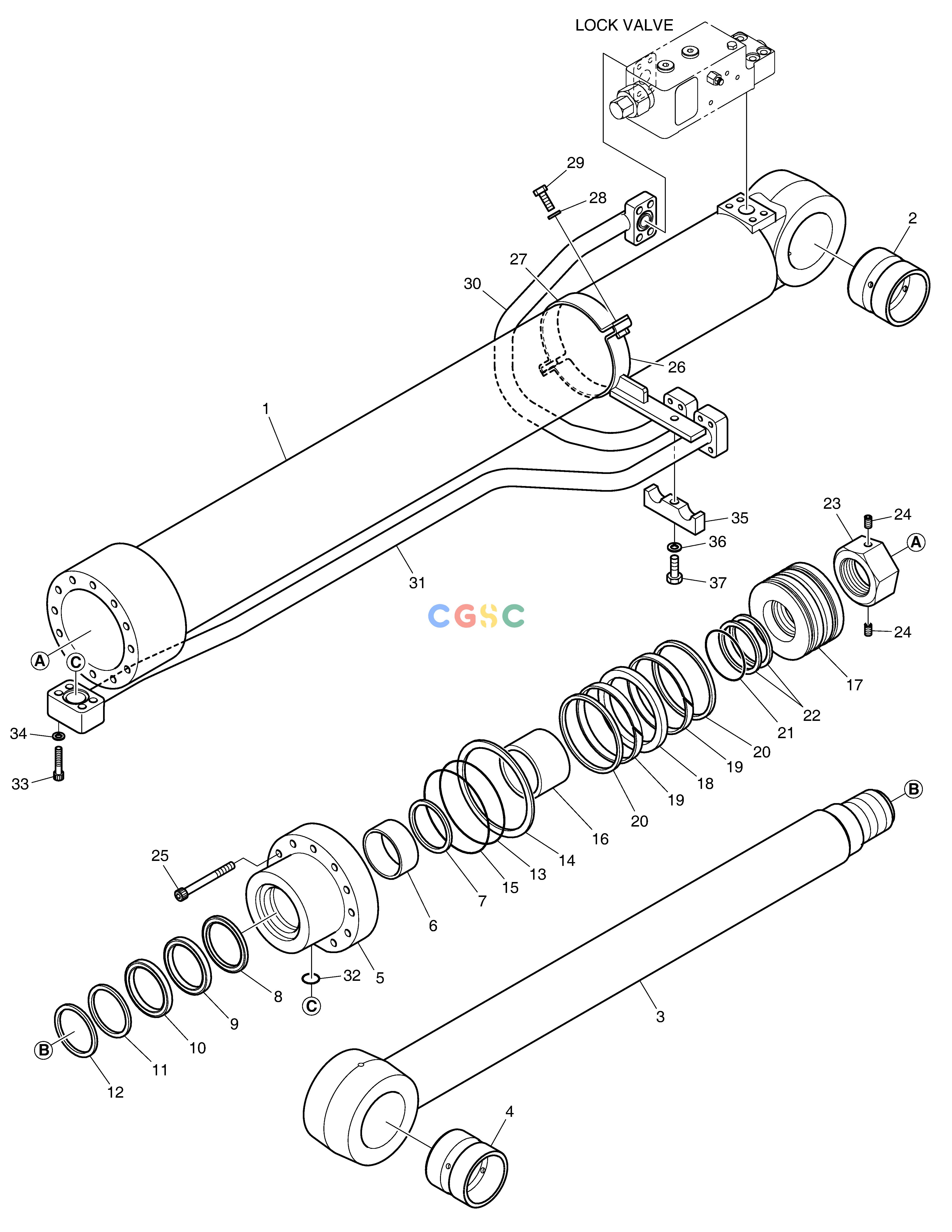 斗山零件查询BOOM CYLINDER(R.H)-LOCK VALVE DX235LC-5 Doosan parts catalog online