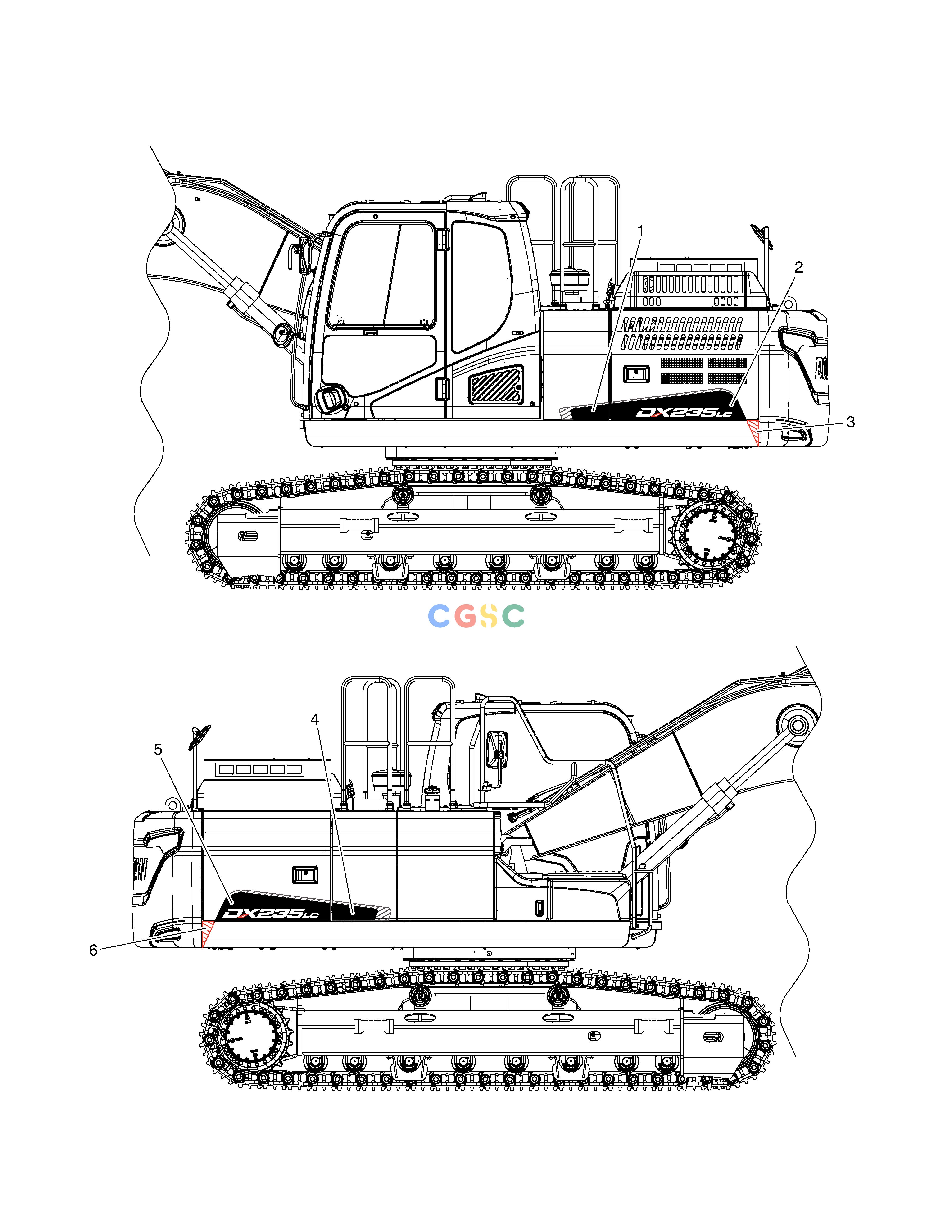 斗山零件查询DECAL - MACHINE NAME DX235LC-5 Doosan parts catalog online
