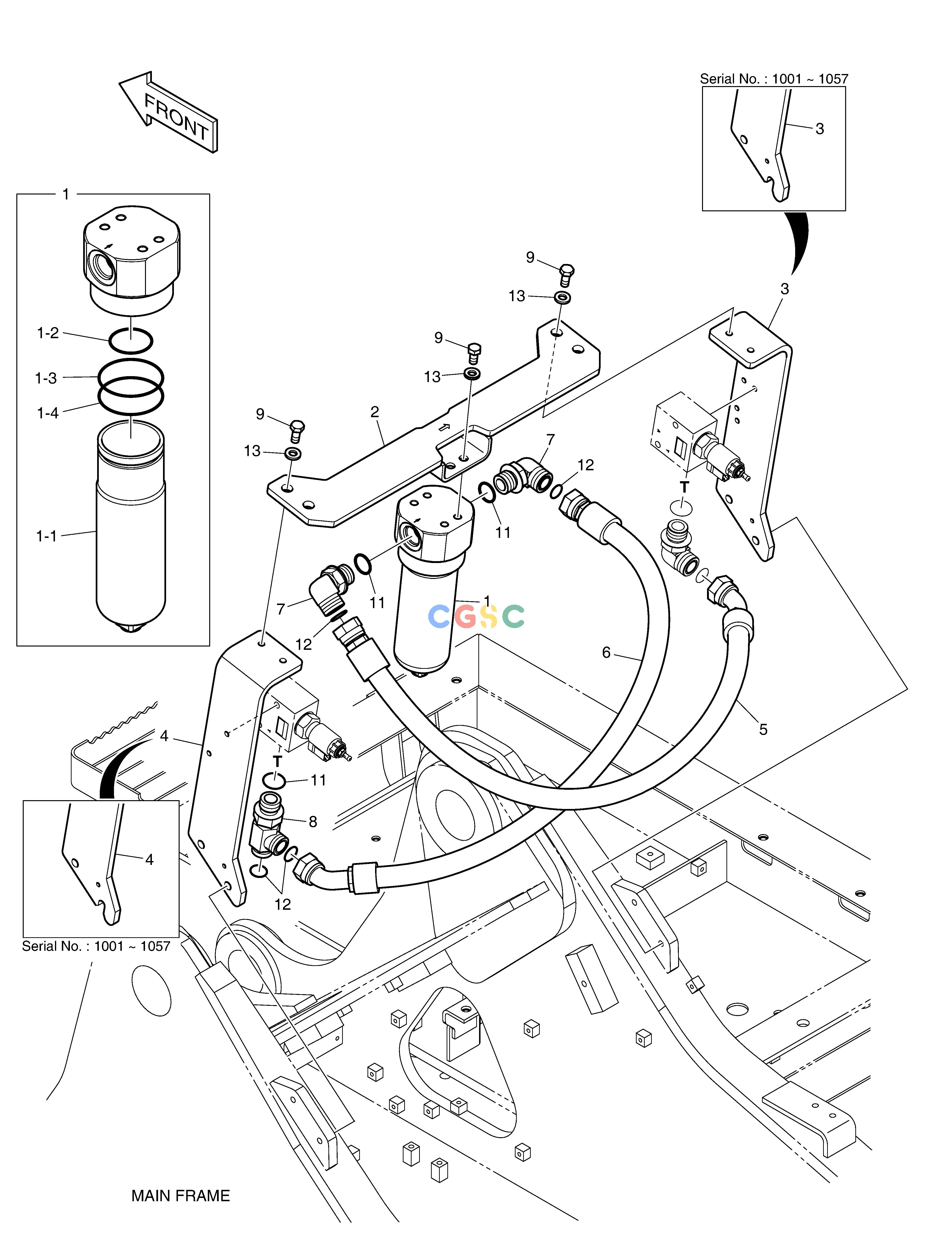斗山零件查询TWO WAY PIPING - WITH FILTER DX235LC-5 Doosan parts catalog online