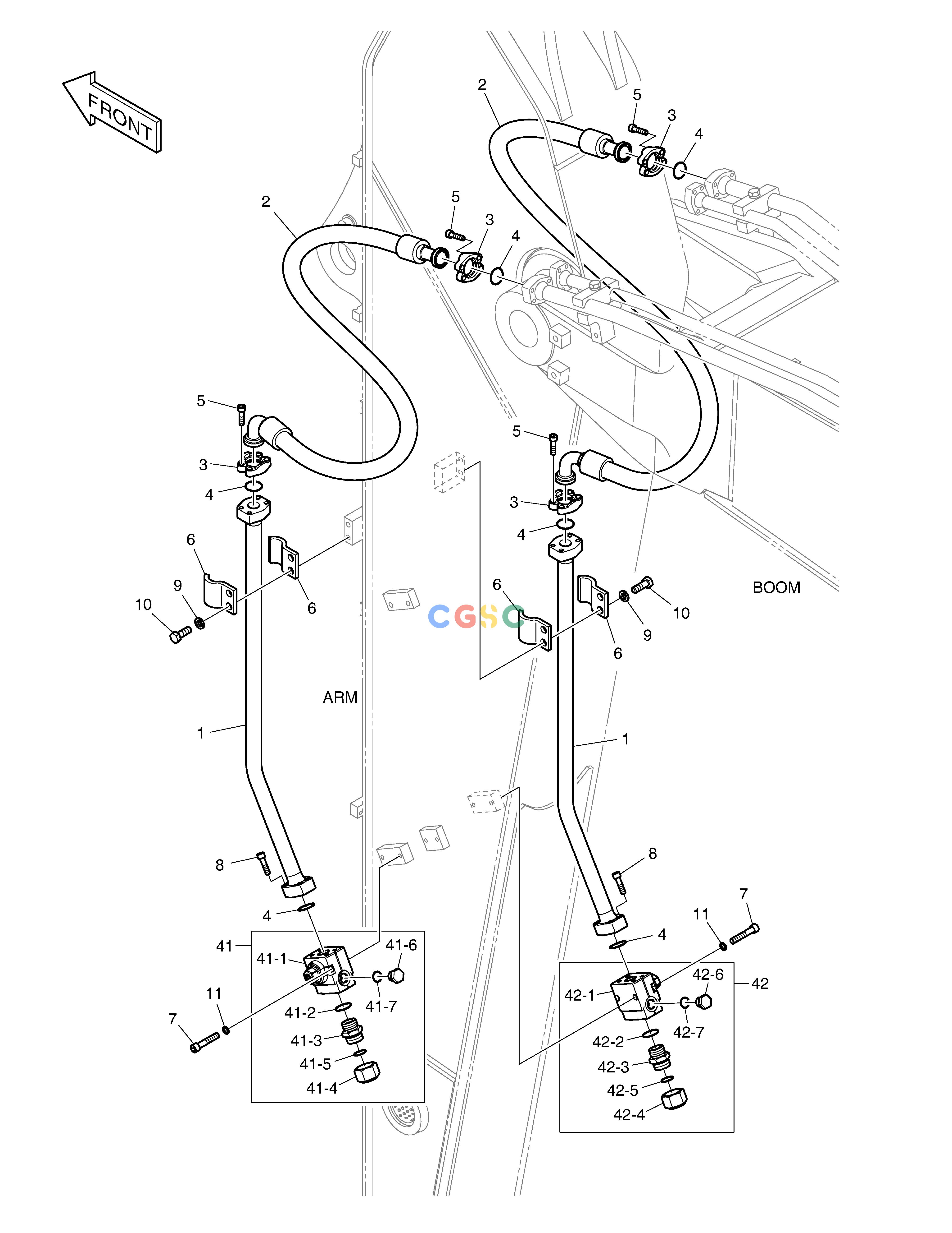 斗山零件查询ARM PIPING - ONE & TWO WAY(ARM 2.9m) DX235LC-5 Doosan parts catalog online