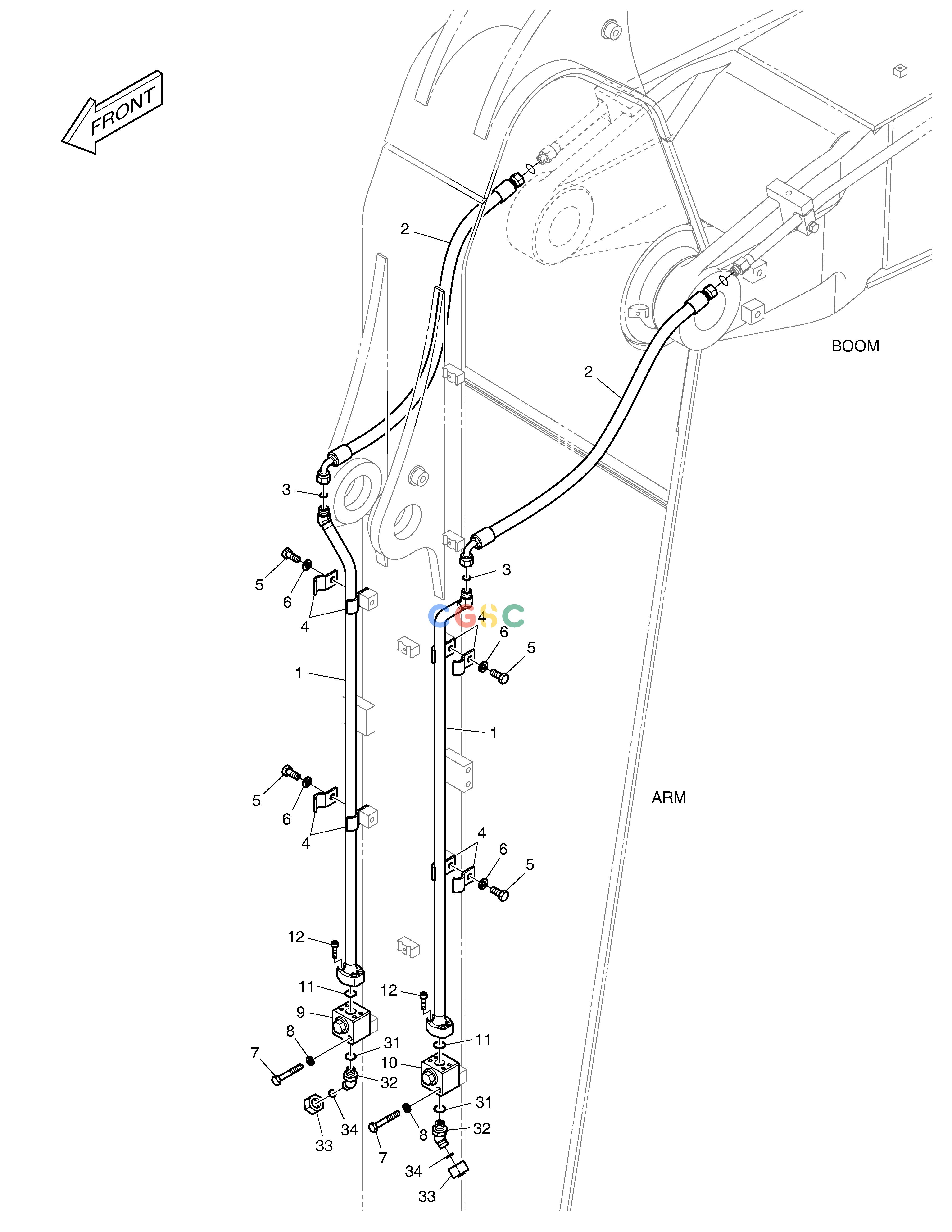 斗山零件查询ARM PIPING - ROTATING(ARM 2.9m) DX235LC-5 Doosan parts catalog online