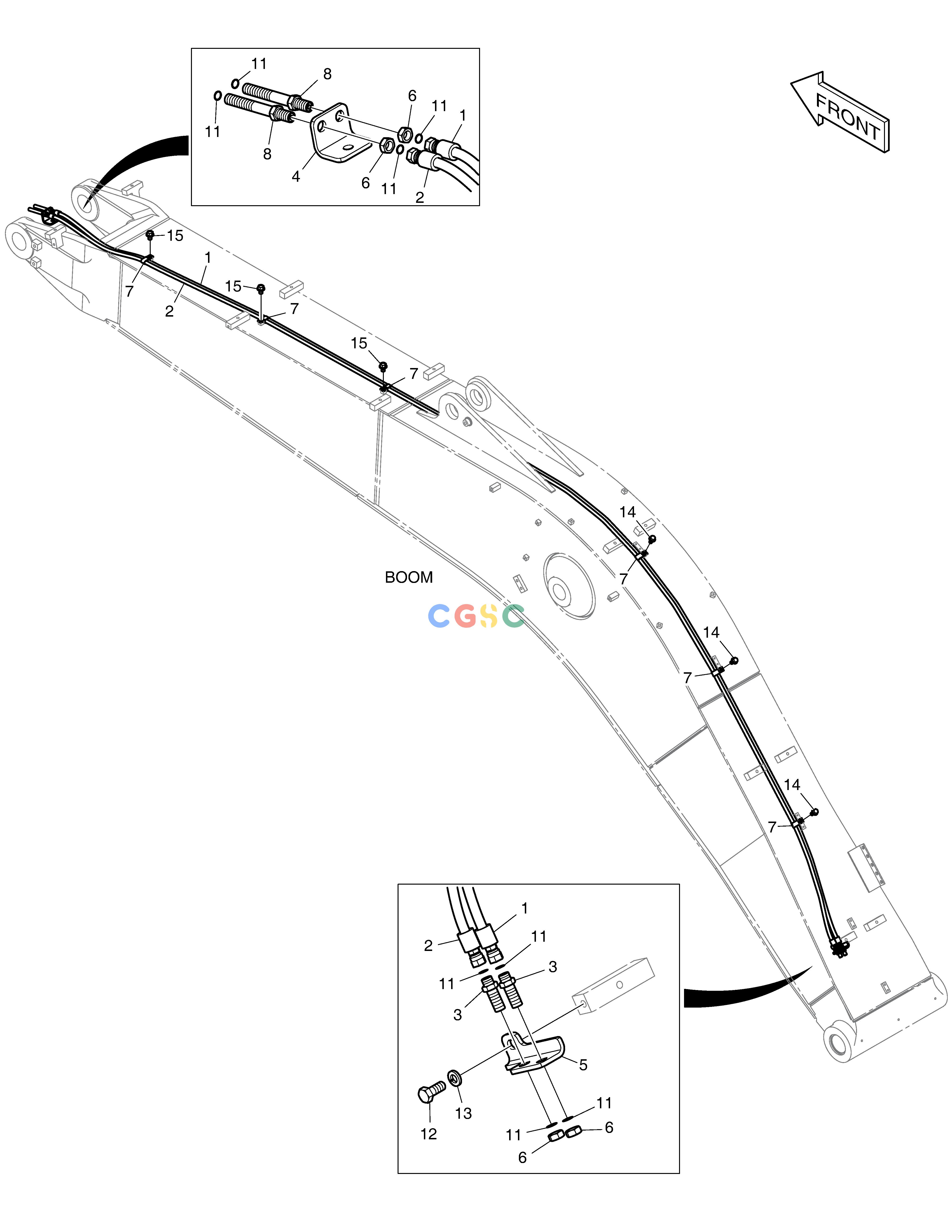 斗山零件查询BOOM PIPING - QUICK CLAMP DX235LC-5 Doosan parts catalog online