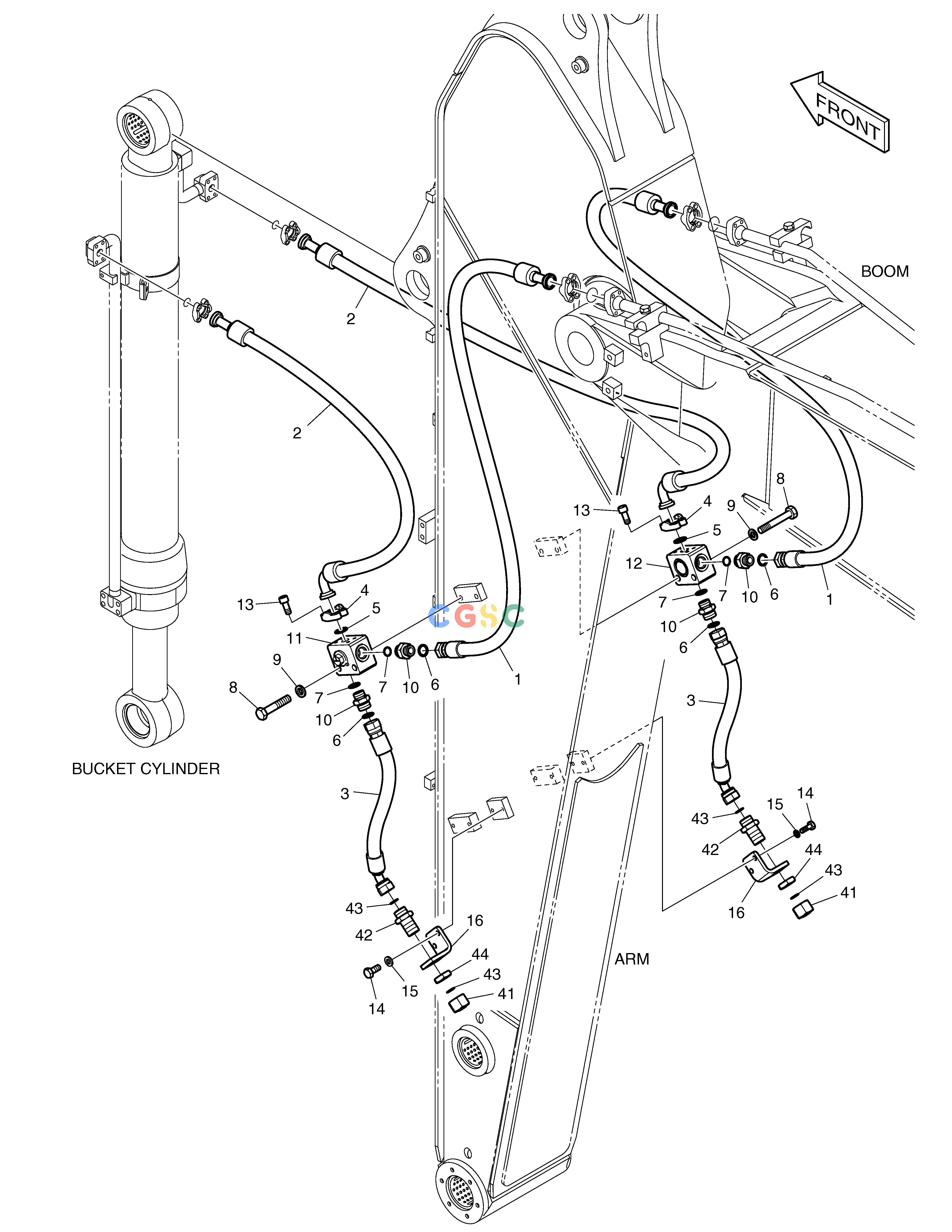 斗山零件查询ARM PIPING - CLAMSHELL(ARM 2.9m) DX235LC-5 Doosan parts catalog online