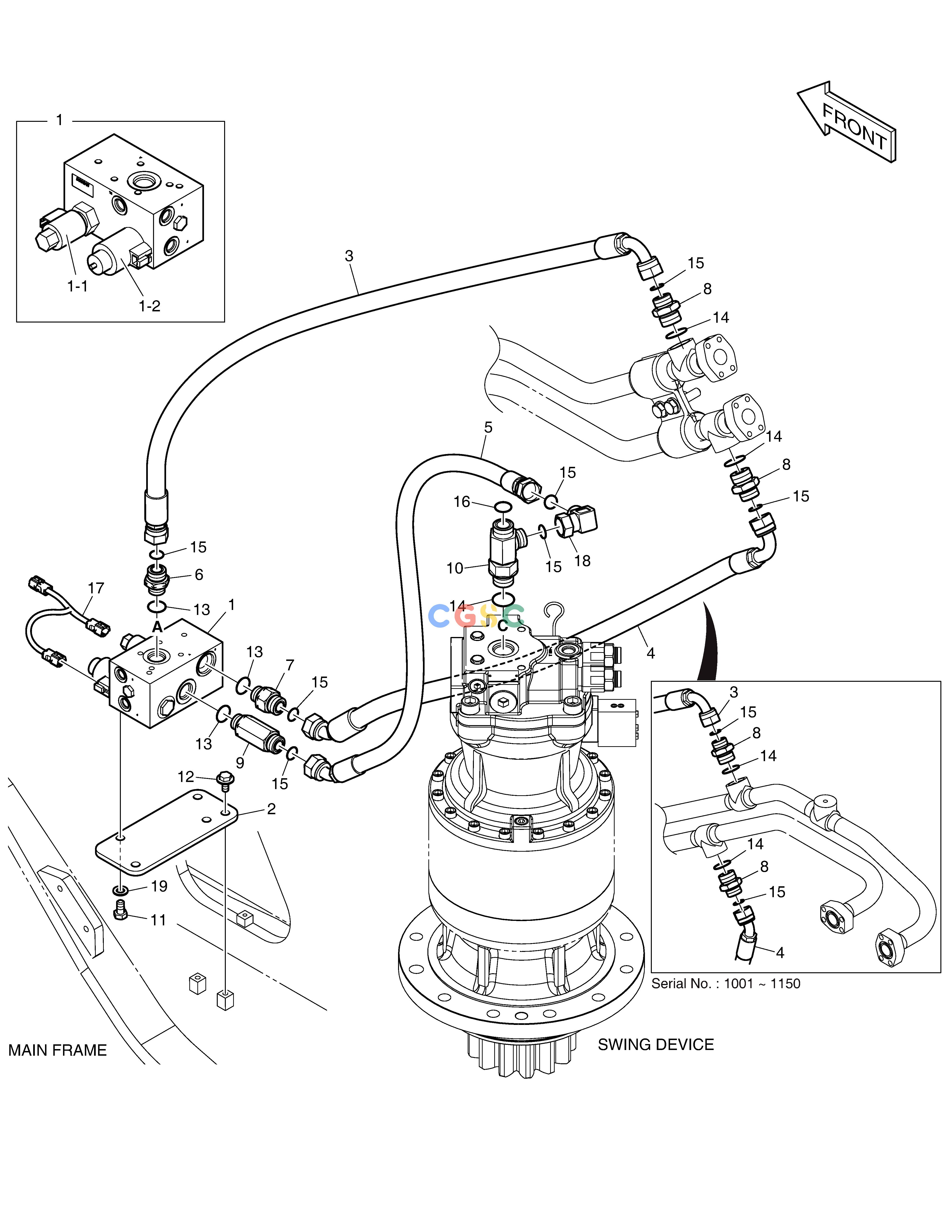 斗山零件查询MAIN PIPING - BOOM FLOATING DX235LC-5 Doosan parts catalog online