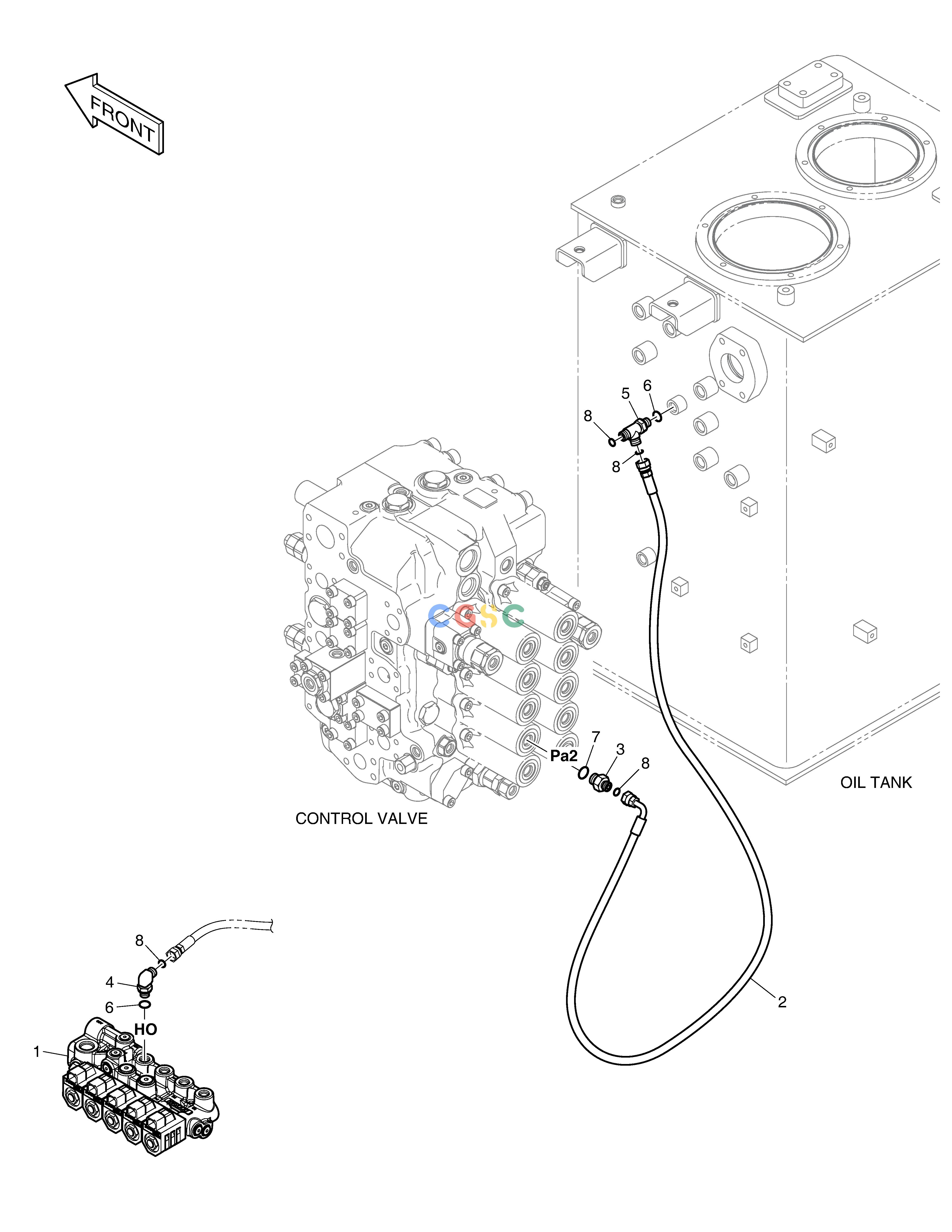 斗山零件查询PILOT PIPING - TWO PUMP(ONE WAY) DX235LC-5 Doosan parts catalog online