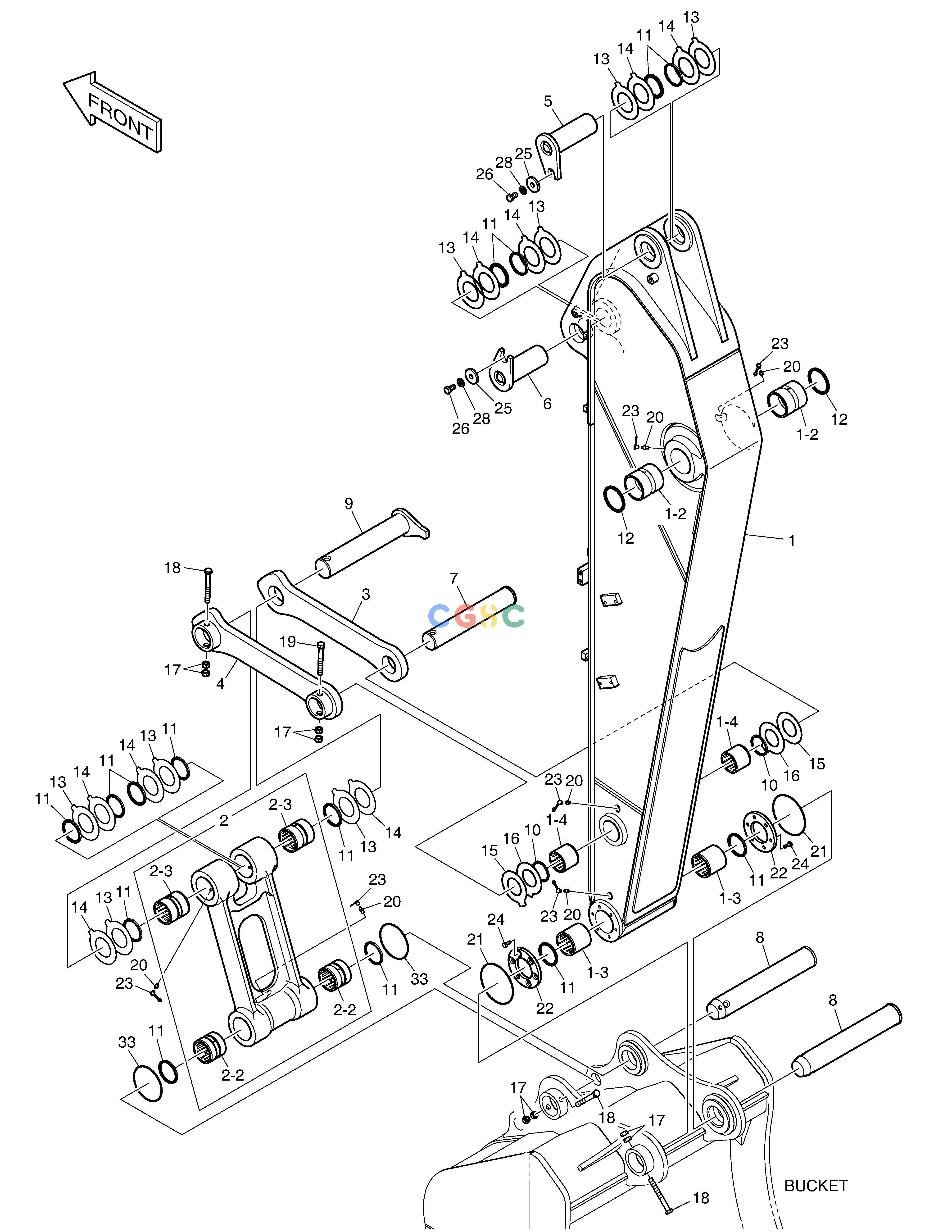 斗山零件查询ARM - 2.4m DX235LC-5 Doosan parts catalog online