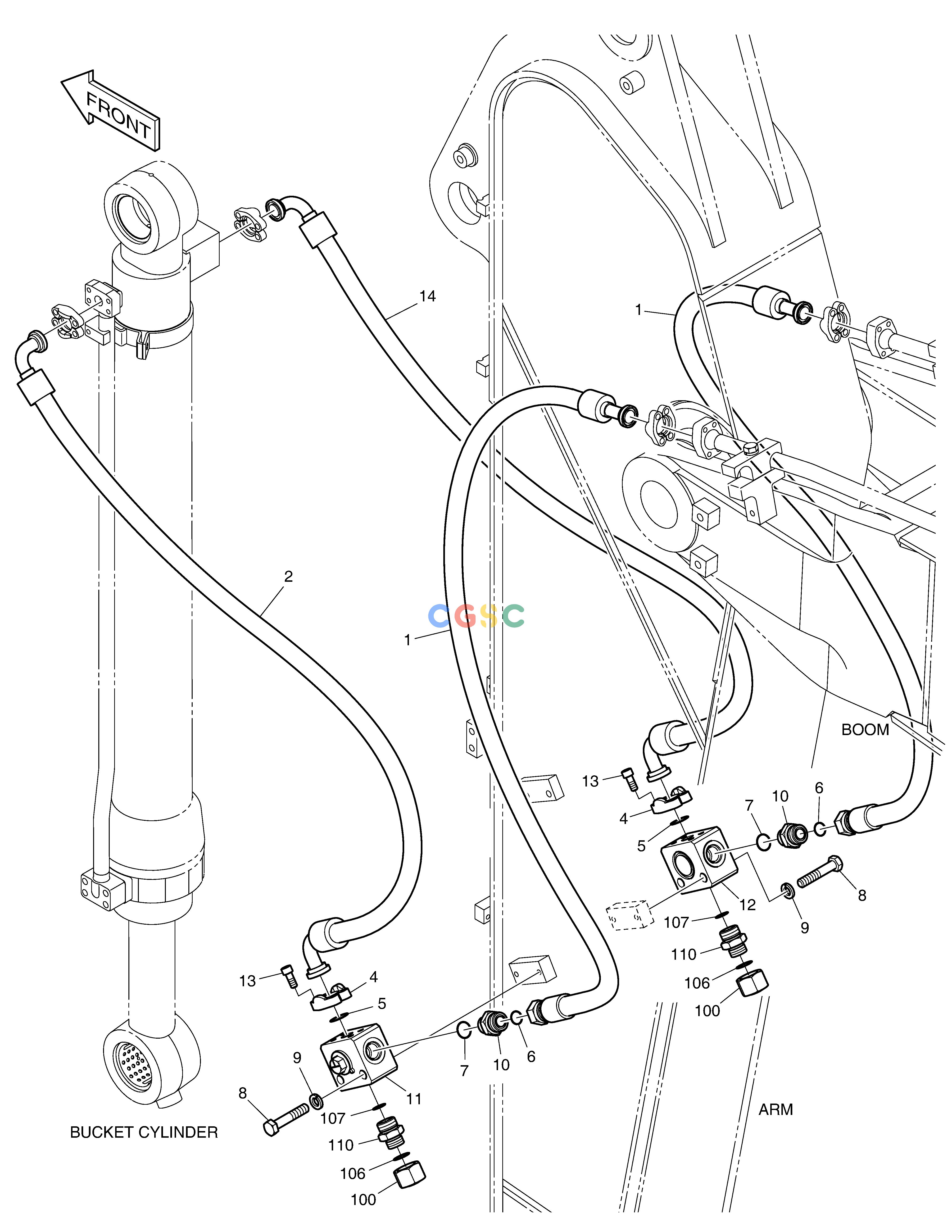 斗山零件查询ARM PIPING - ARM 2.4m(CLAMSHELL) DX235LC-5 Doosan parts catalog online