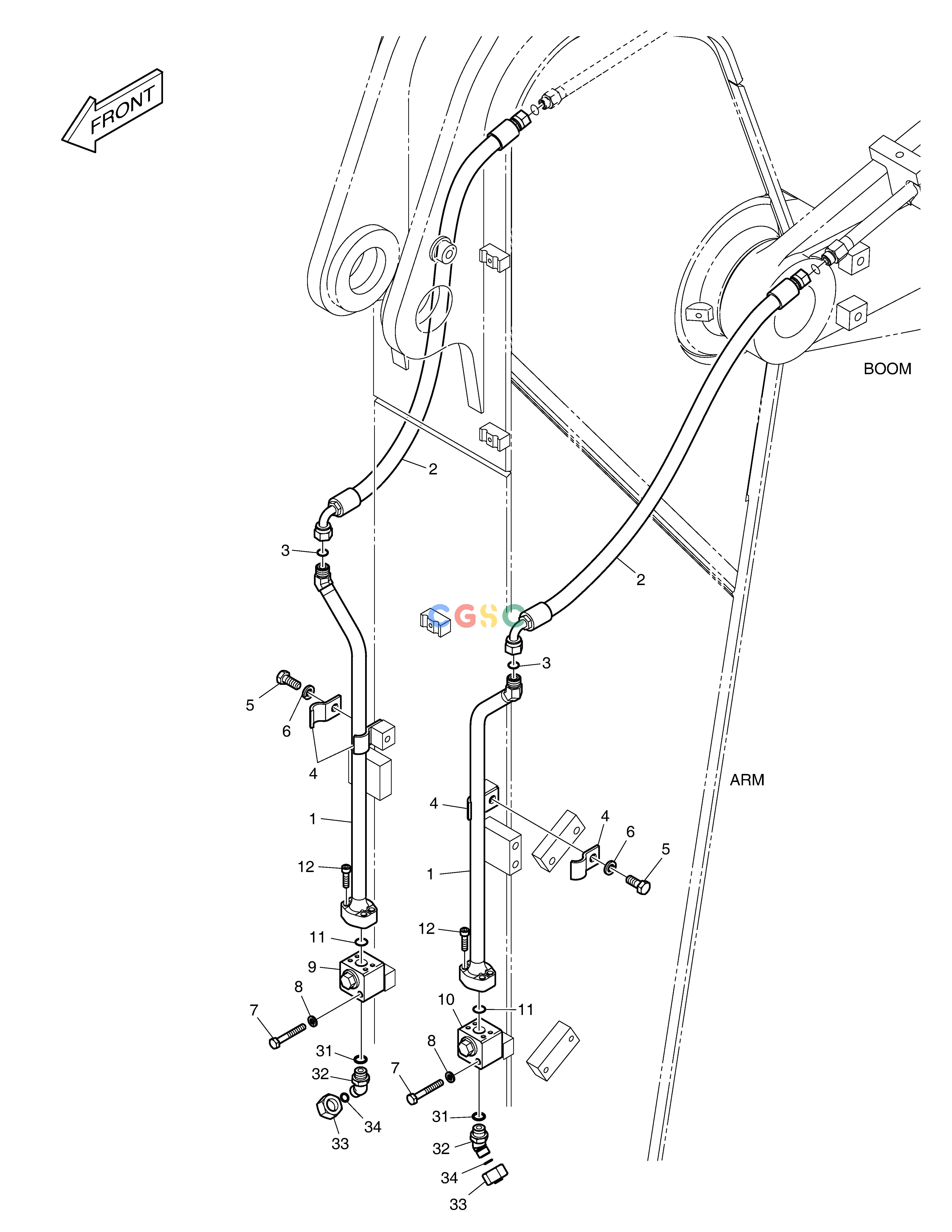斗山零件查询ARM PIPING - ARM 2.4m(ROTATING) DX235LC-5 Doosan parts catalog online