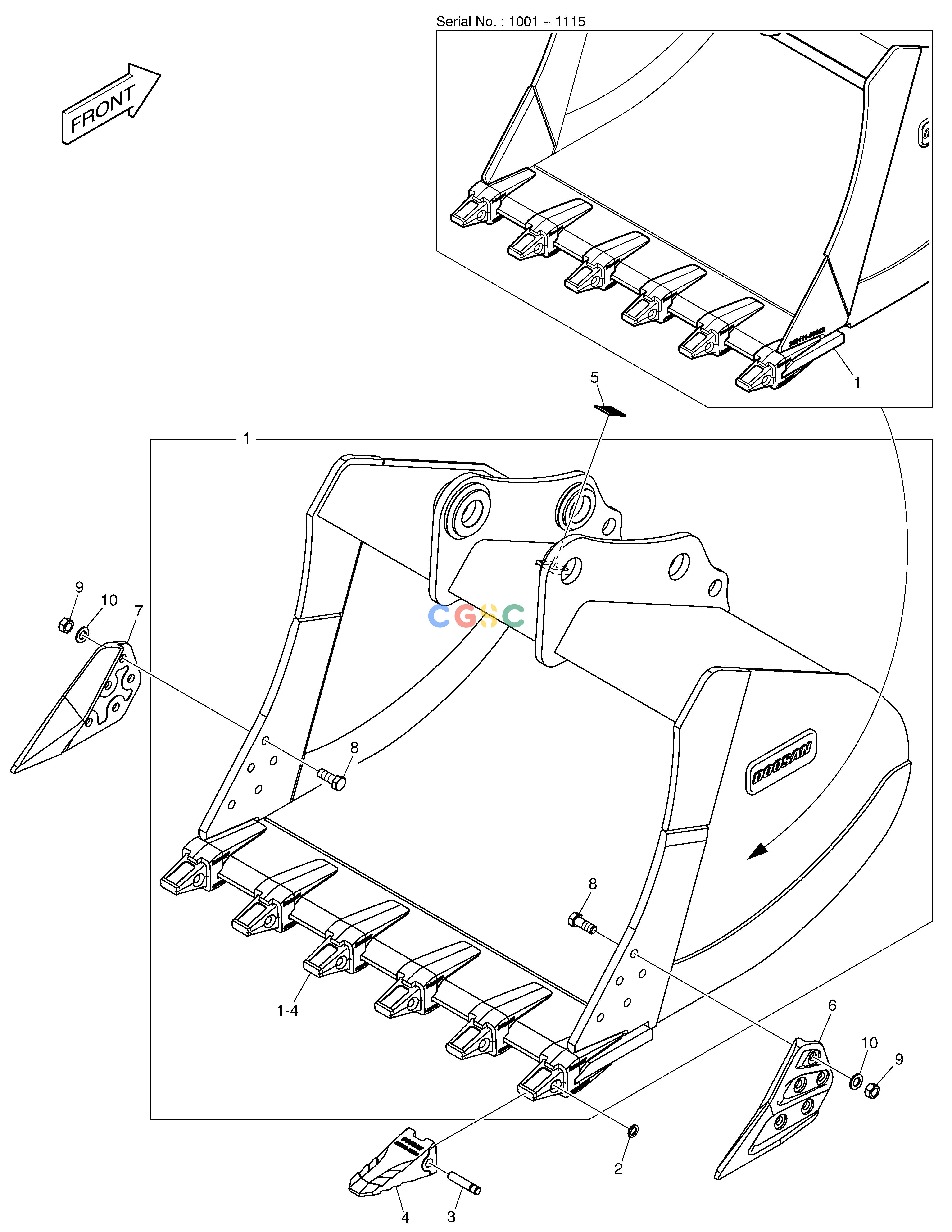 斗山零件查询BUCKET ASS´Y - 1.40m³ - H CLASS DX235LC-5 Doosan parts catalog online