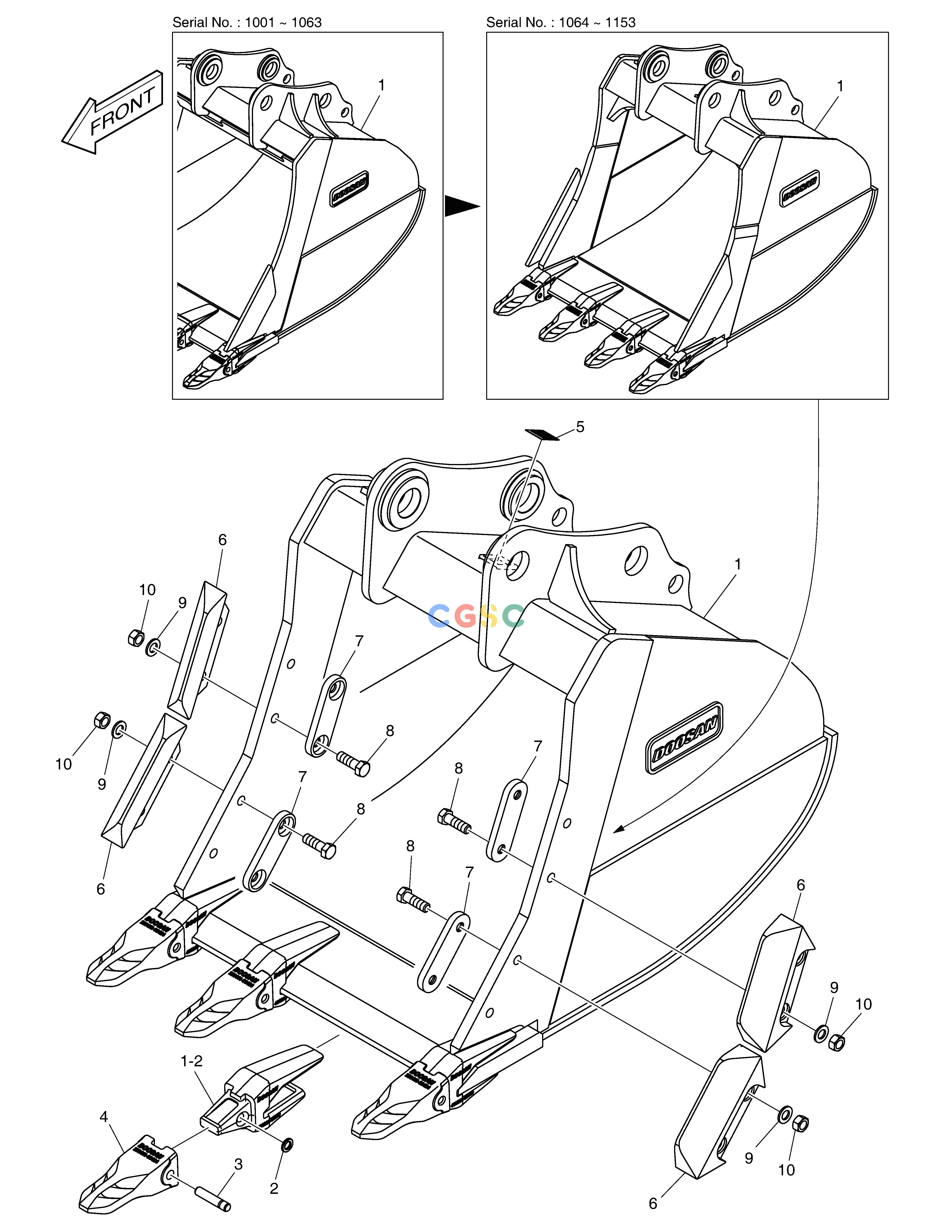 斗山零件查询BUCKET ASS´Y - 0.91m³ - S CLASS DX235LC-5 Doosan parts catalog online